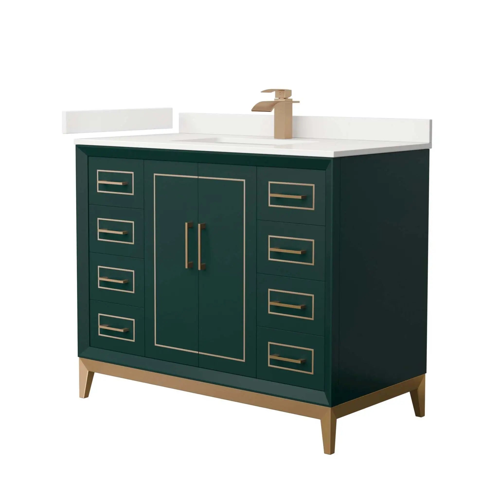42" Marlena Single Bathroom Vanity in Green with Satin Bronze Trim by Wyndham