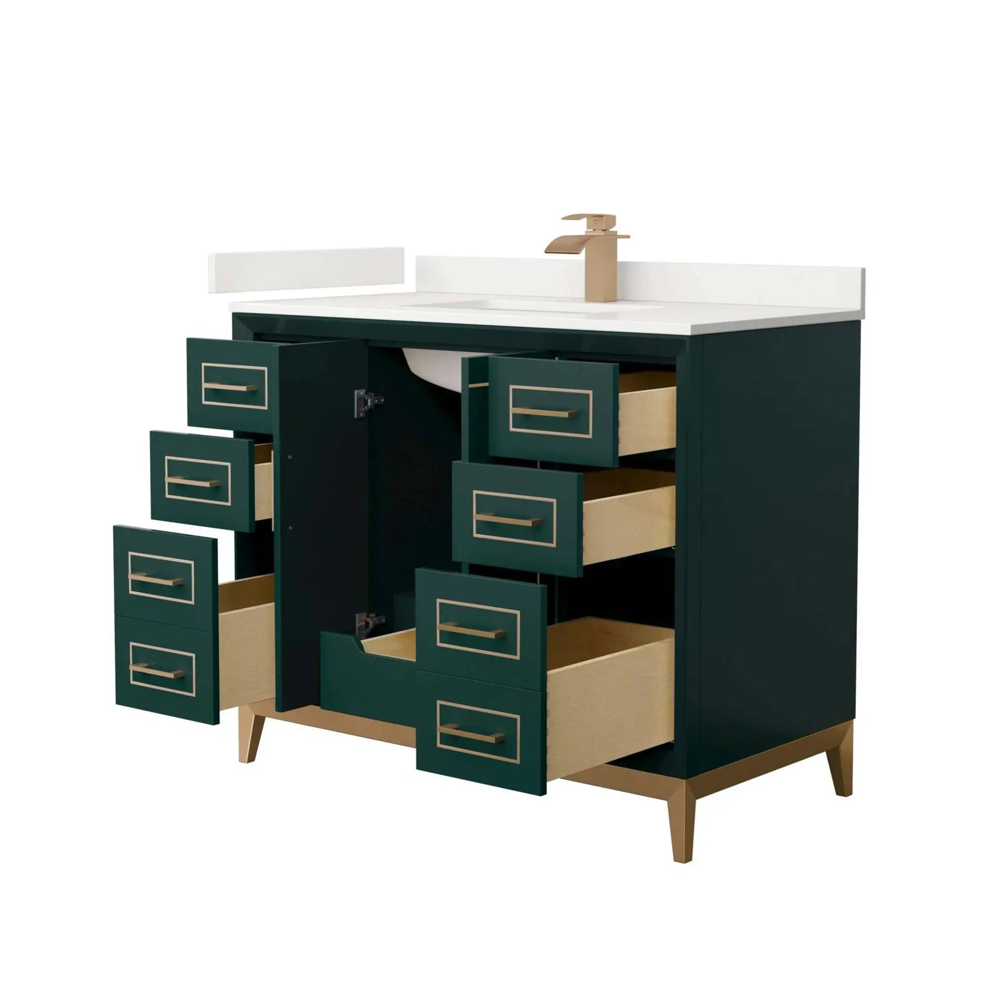 42" Marlena Single Bathroom Vanity in Green with Satin Bronze Trim by Wyndham