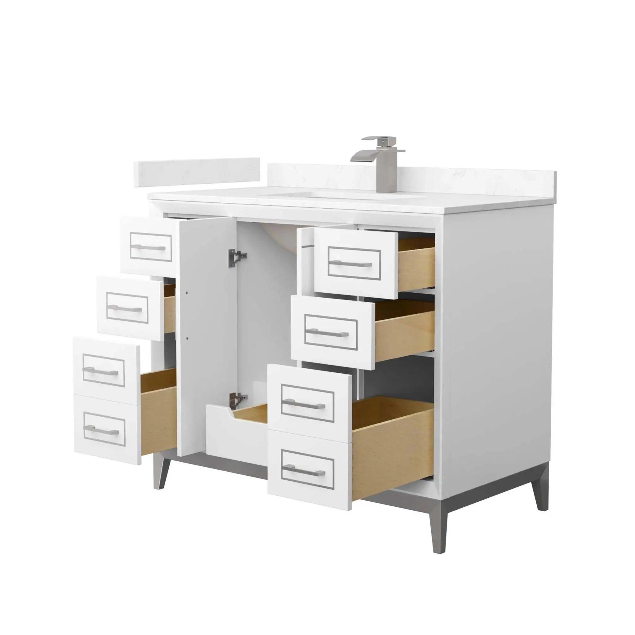42" Marlena Single Bathroom Vanity in White with Brushed Nickel Trim by Wyndham