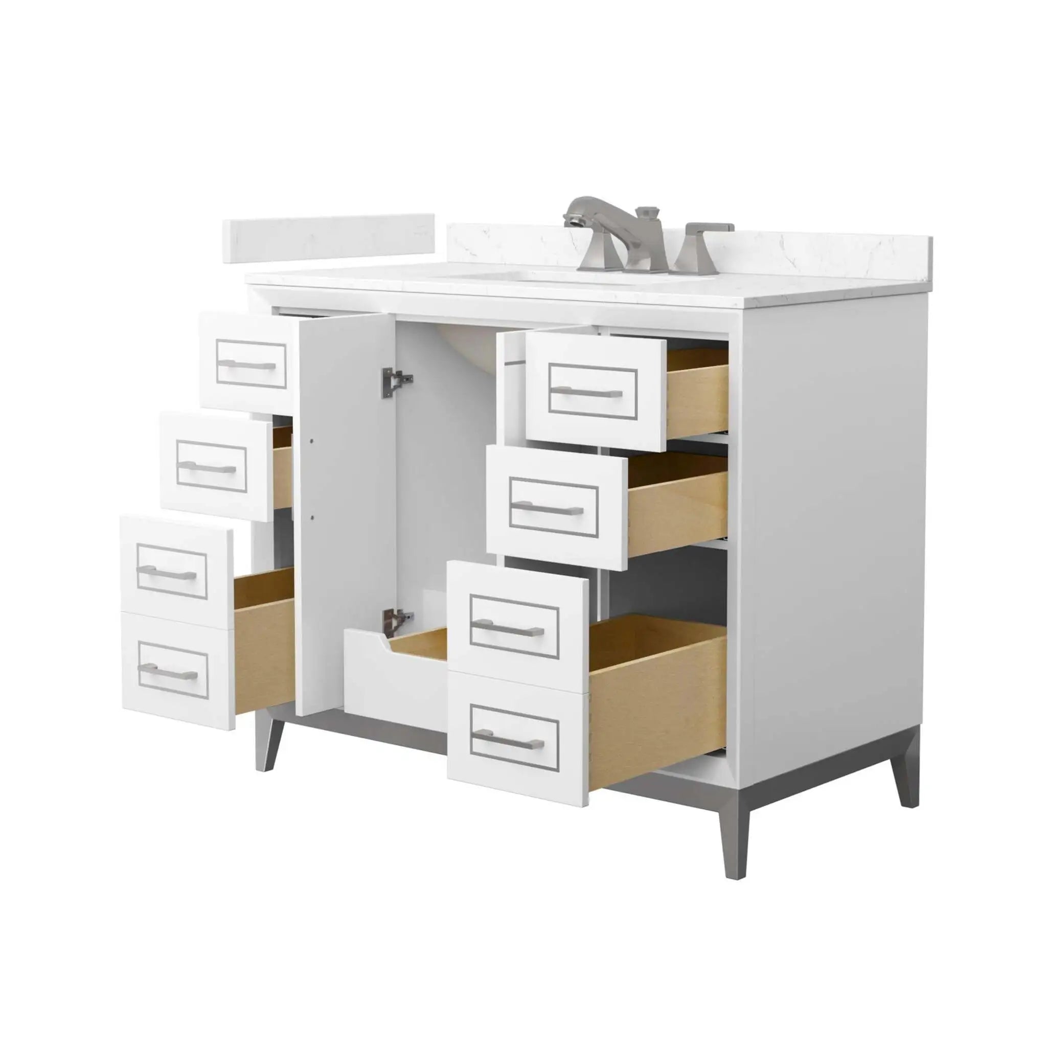 42" Marlena Single Bathroom Vanity in White with Brushed Nickel Trim by Wyndham