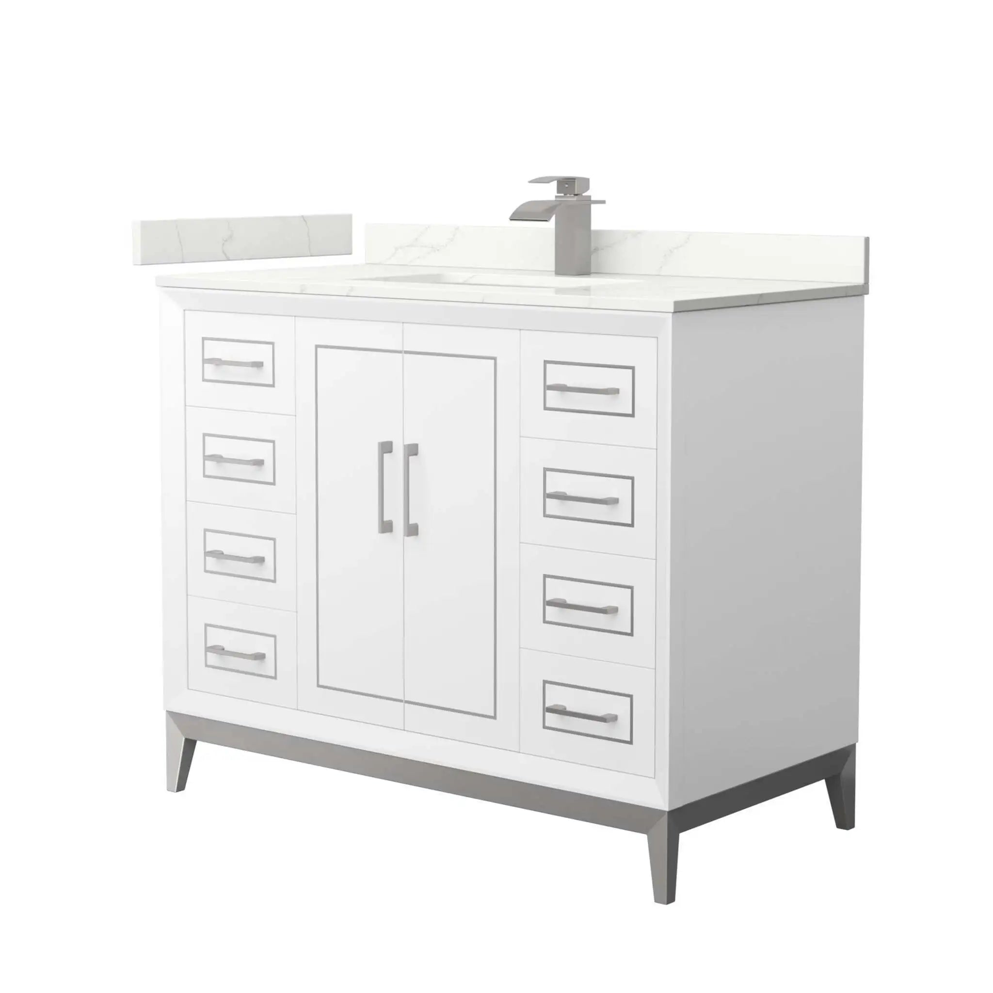 42" Marlena Single Bathroom Vanity in White with Brushed Nickel Trim by Wyndham