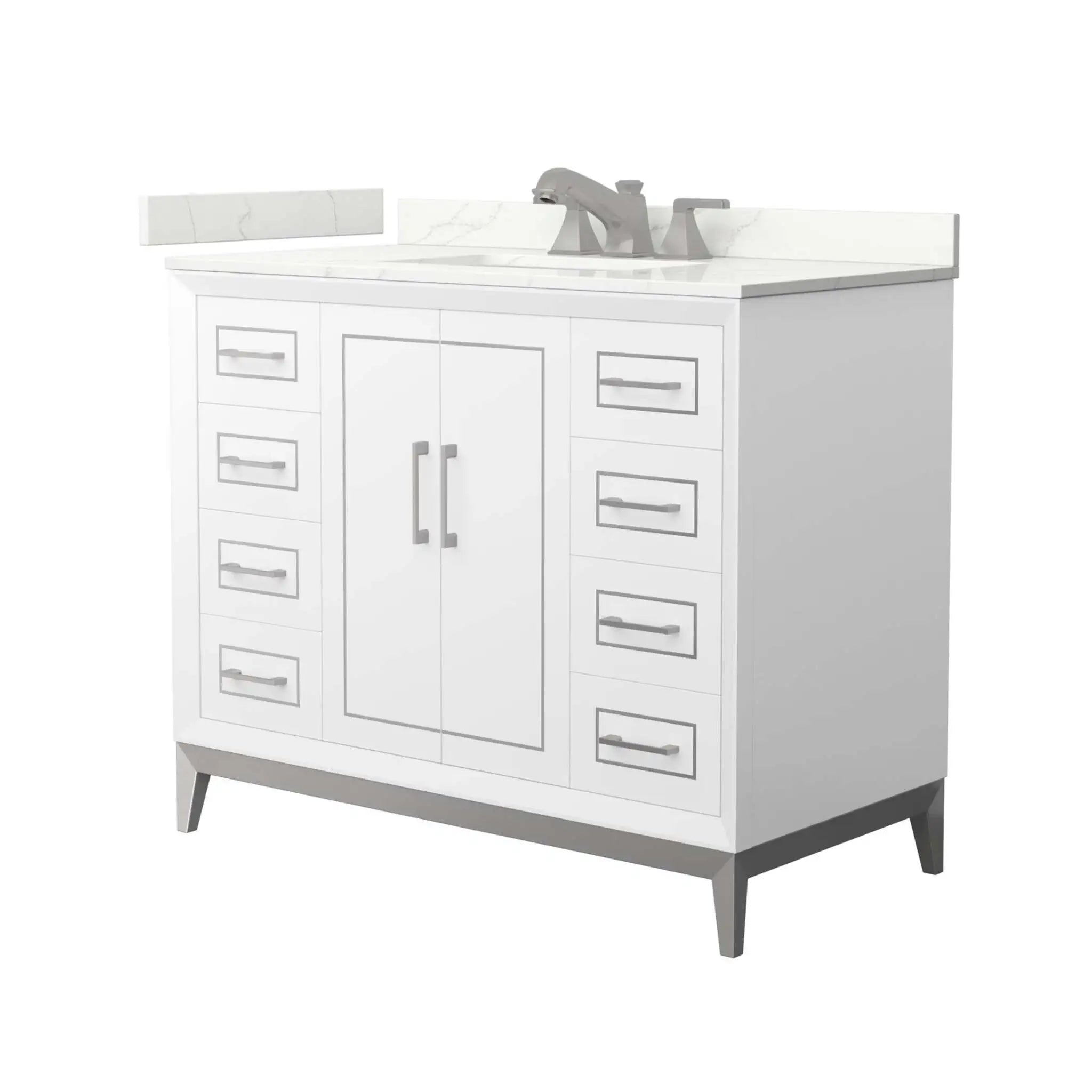 42" Marlena Single Bathroom Vanity in White with Brushed Nickel Trim by Wyndham