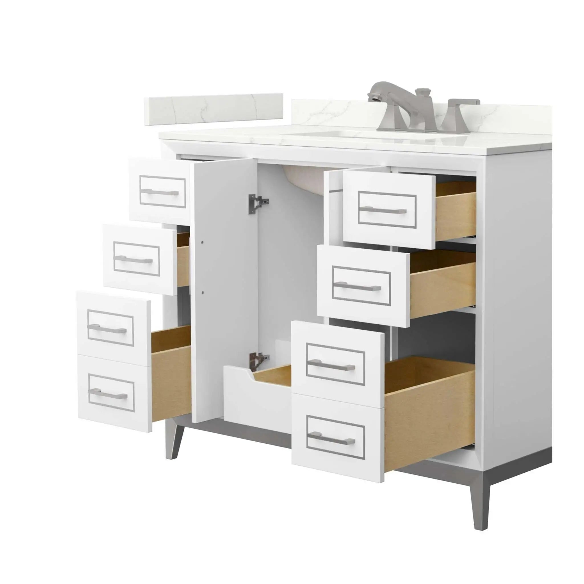 42" Marlena Single Bathroom Vanity in White with Brushed Nickel Trim by Wyndham
