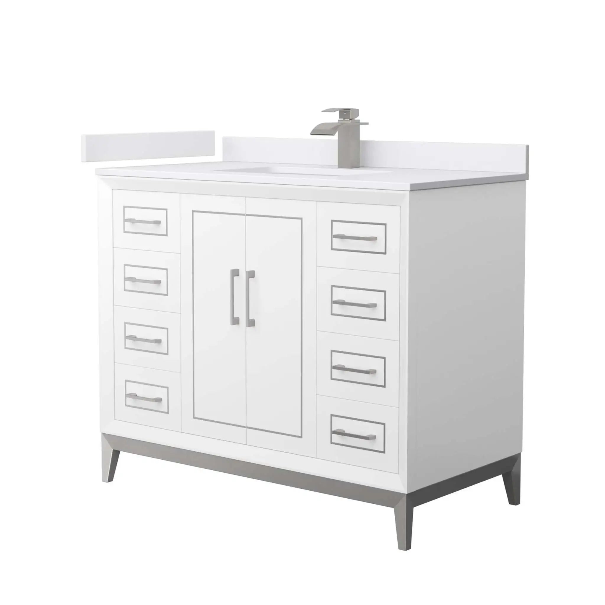 42" Marlena Single Bathroom Vanity in White with Brushed Nickel Trim by Wyndham