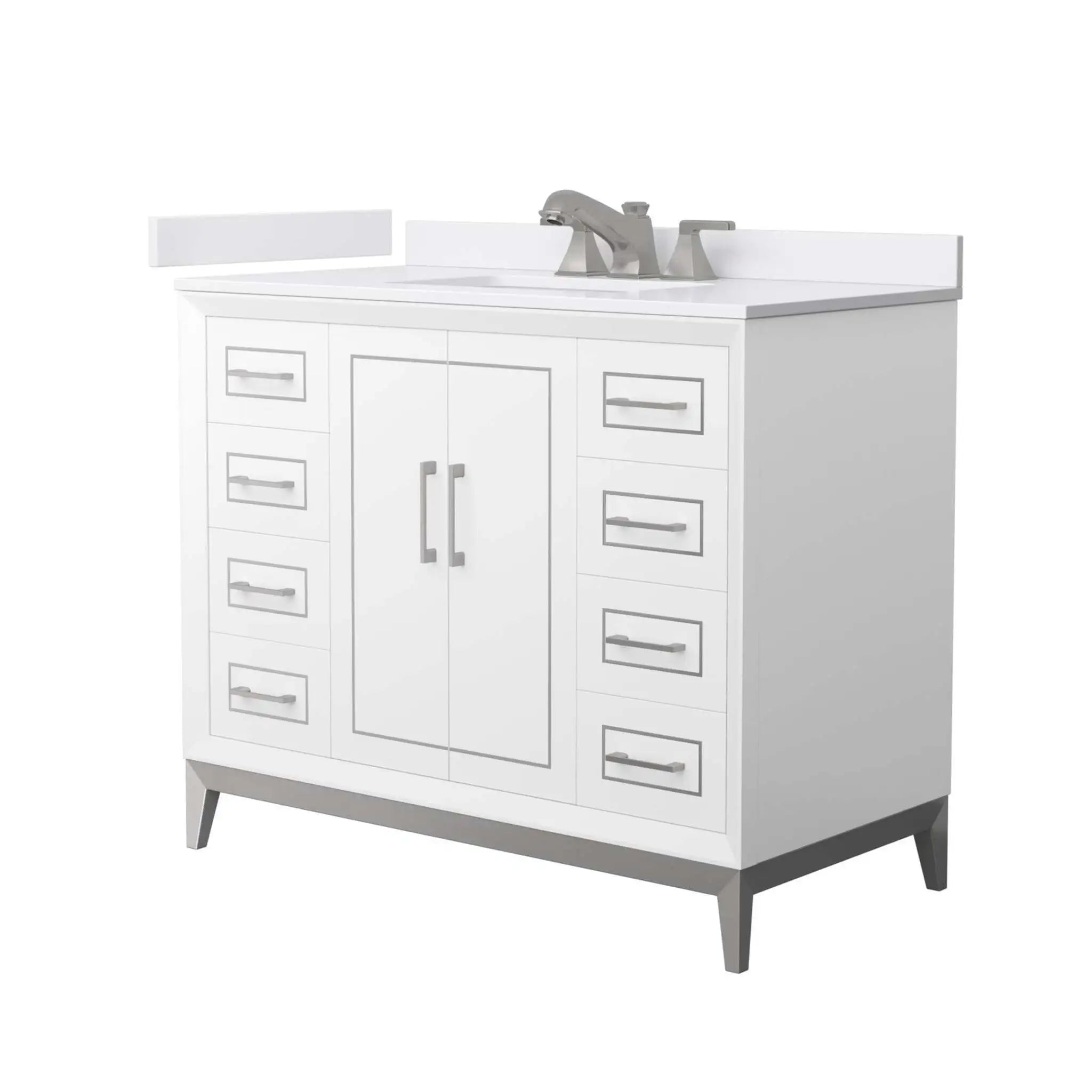 42" Marlena Single Bathroom Vanity in White with Brushed Nickel Trim by Wyndham