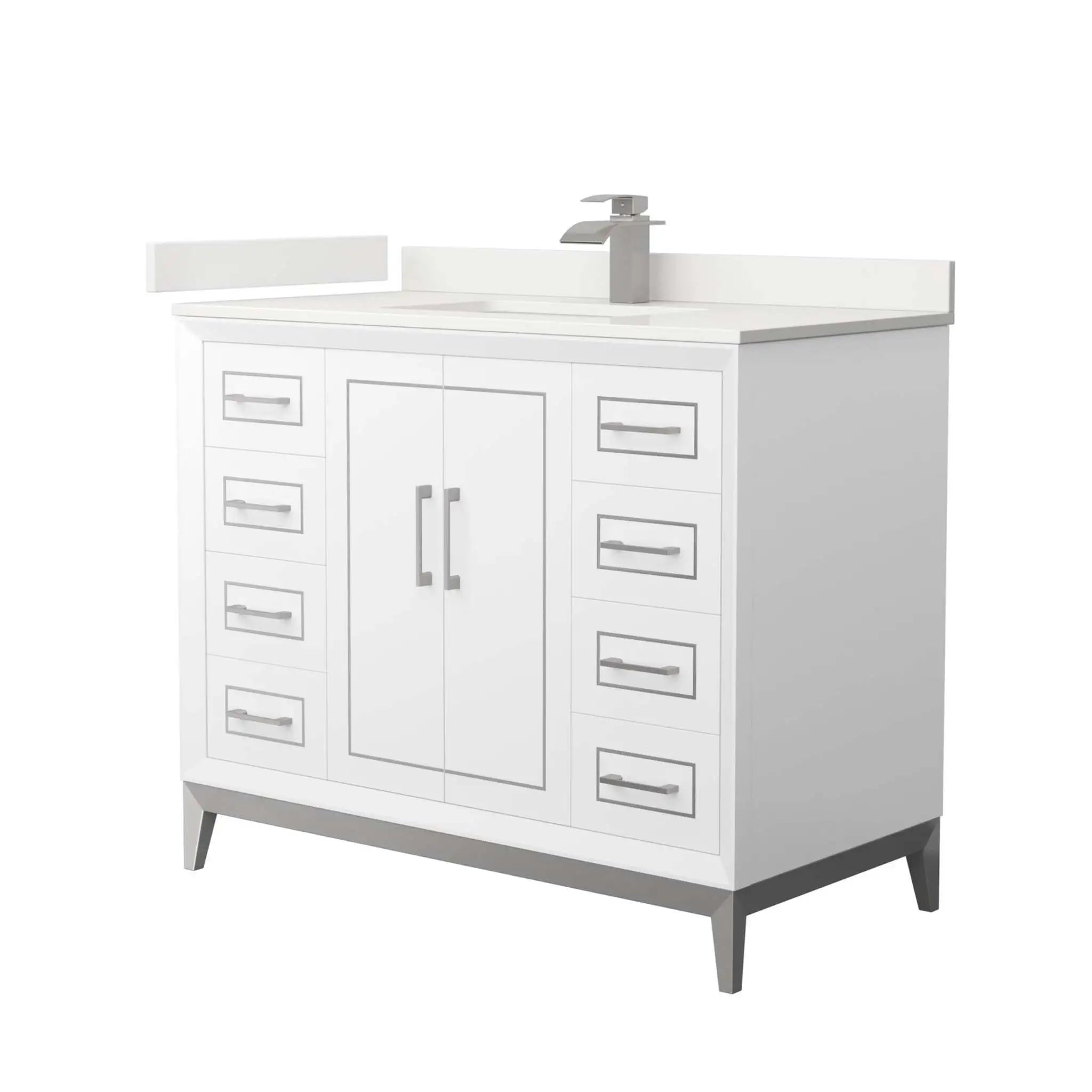 42" Marlena Single Bathroom Vanity in White with Brushed Nickel Trim by Wyndham