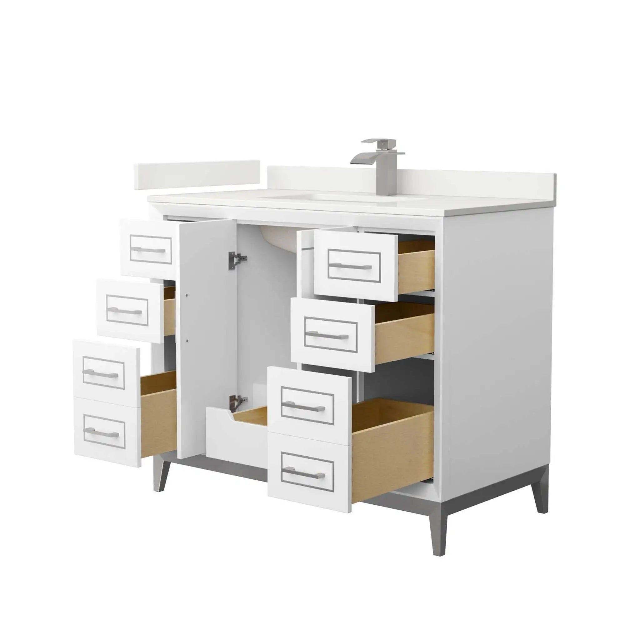 42" Marlena Single Bathroom Vanity in White with Brushed Nickel Trim by Wyndham