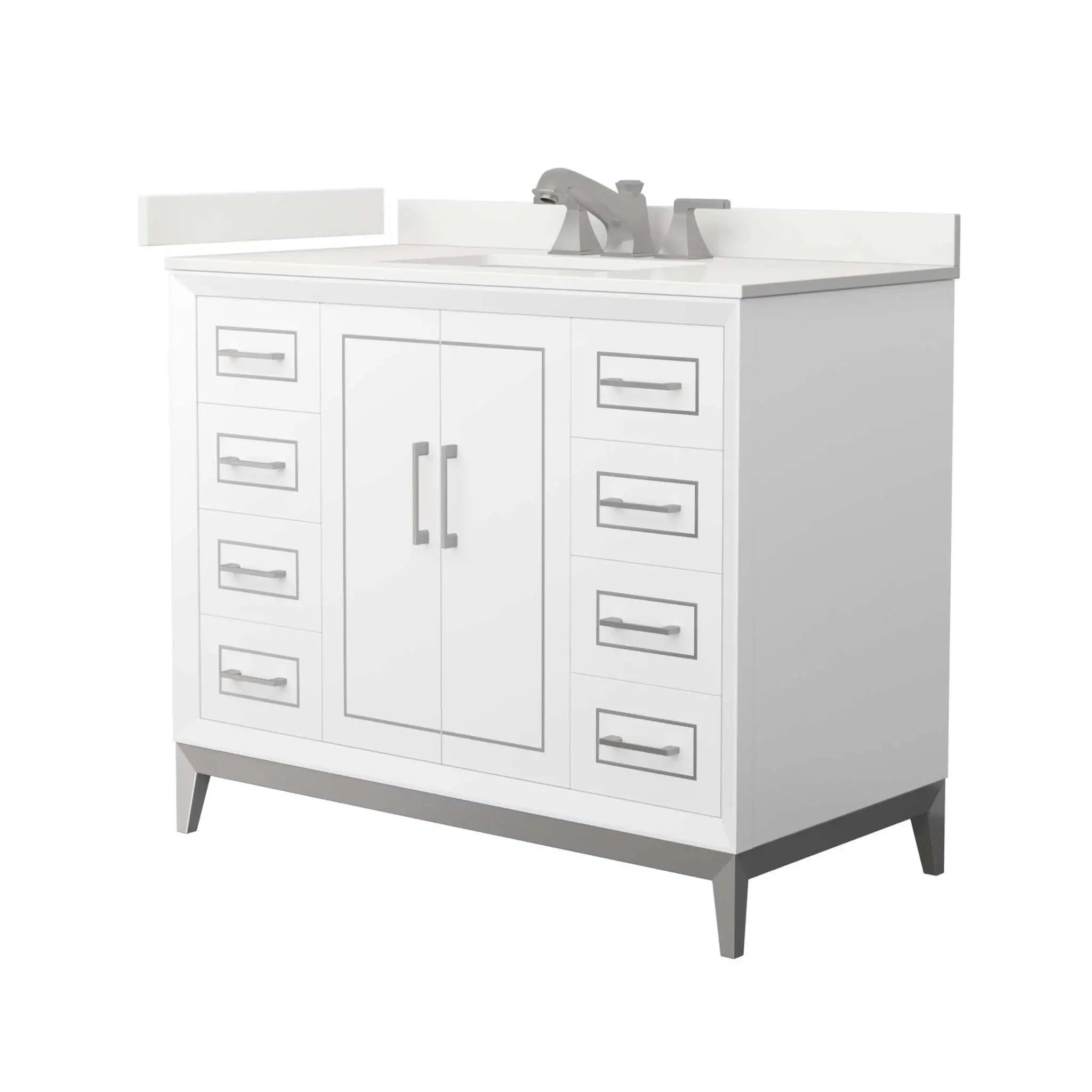 42" Marlena Single Bathroom Vanity in White with Brushed Nickel Trim by Wyndham