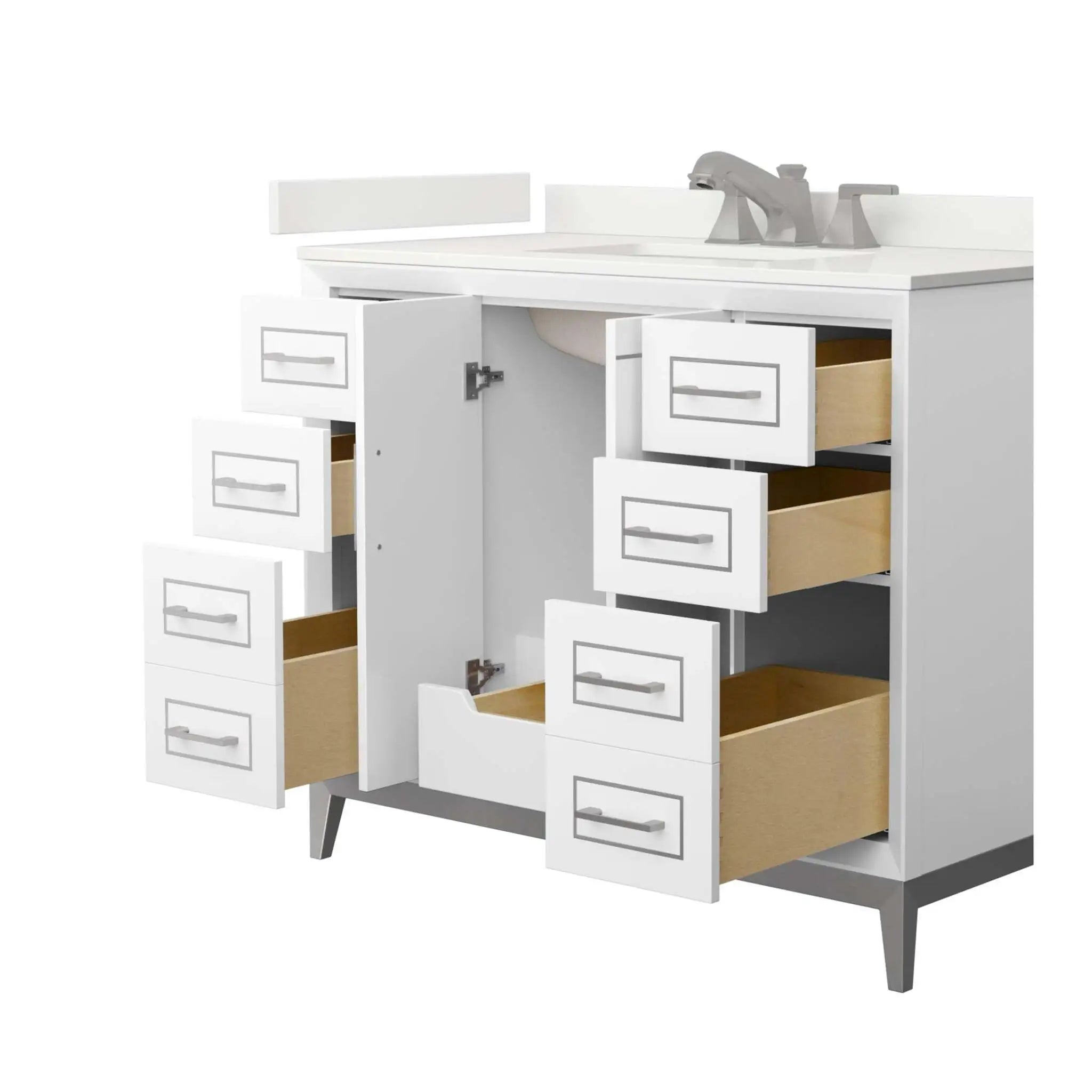 42" Marlena Single Bathroom Vanity in White with Brushed Nickel Trim by Wyndham