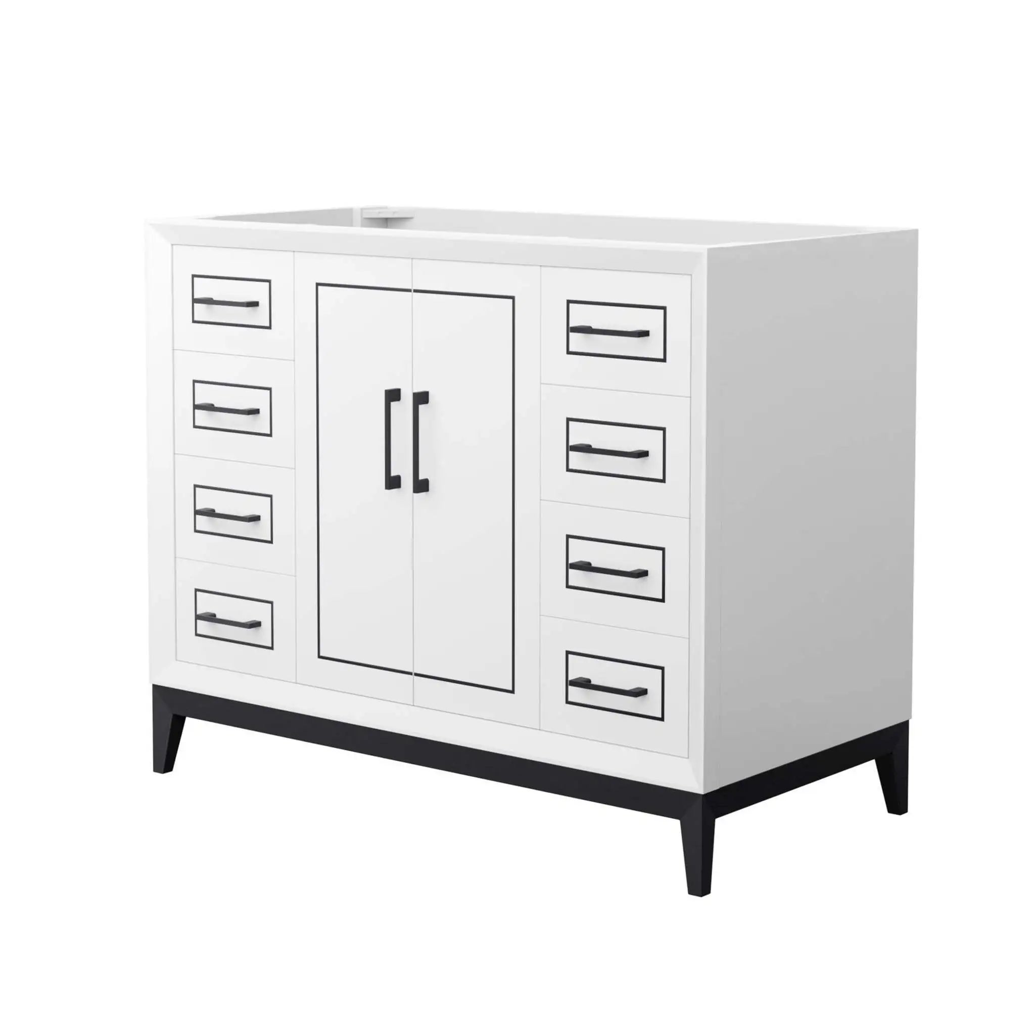 42" Marlena Single Bathroom Vanity in White with Matte Black Trim by Wyndham