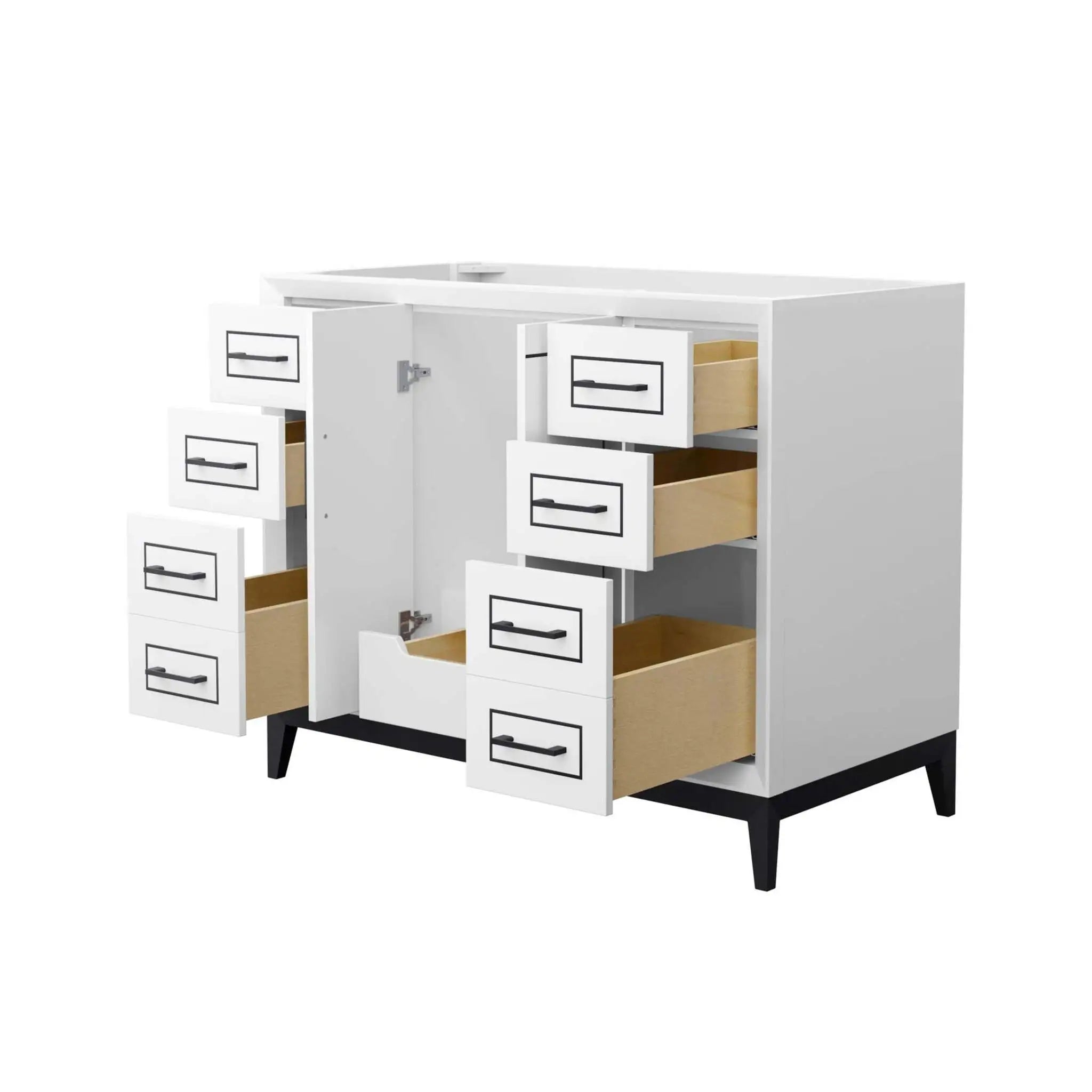 42" Marlena Single Bathroom Vanity in White with Matte Black Trim by Wyndham