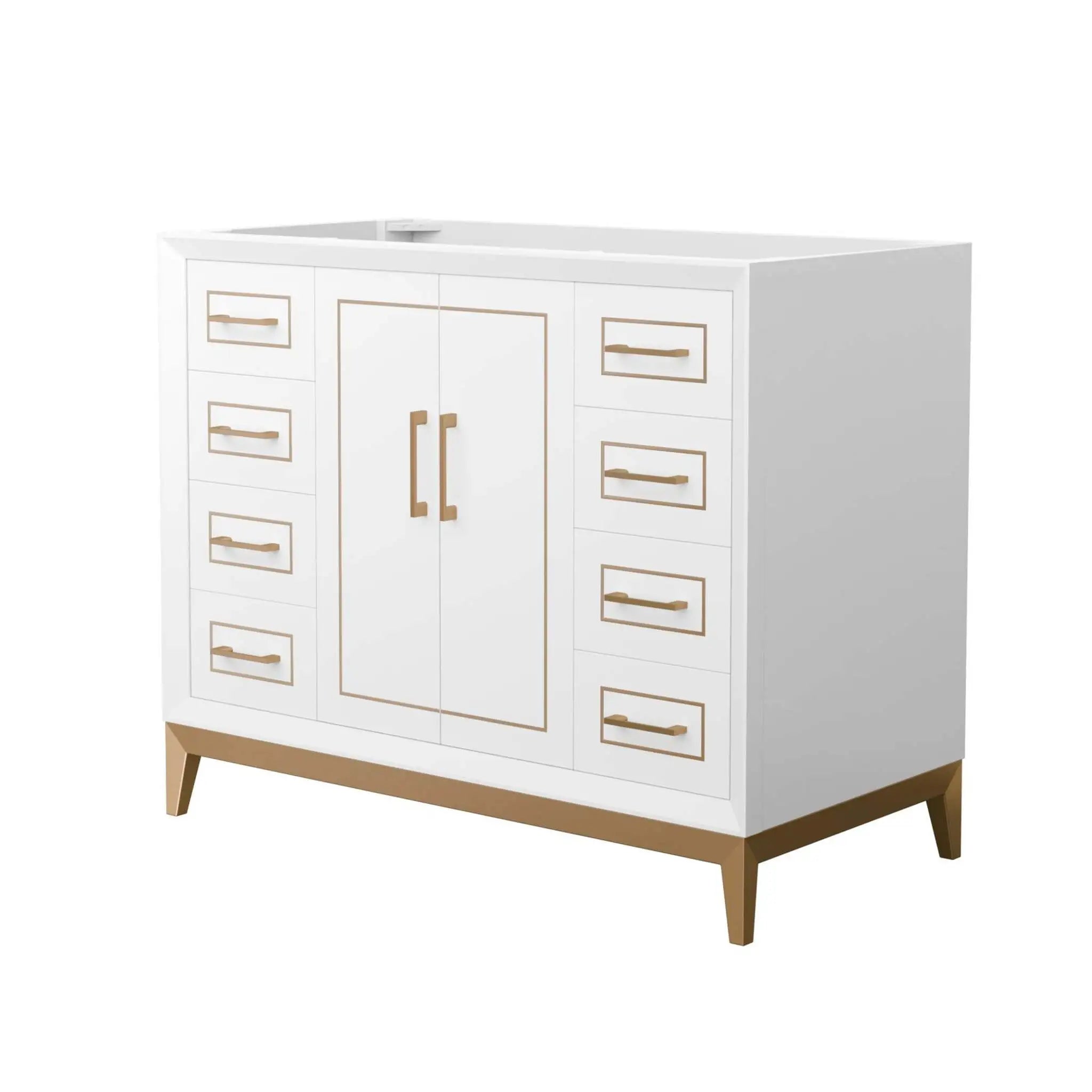 42" Marlena Single Bathroom Vanity in White with Satin Bronze Trim by Wyndham