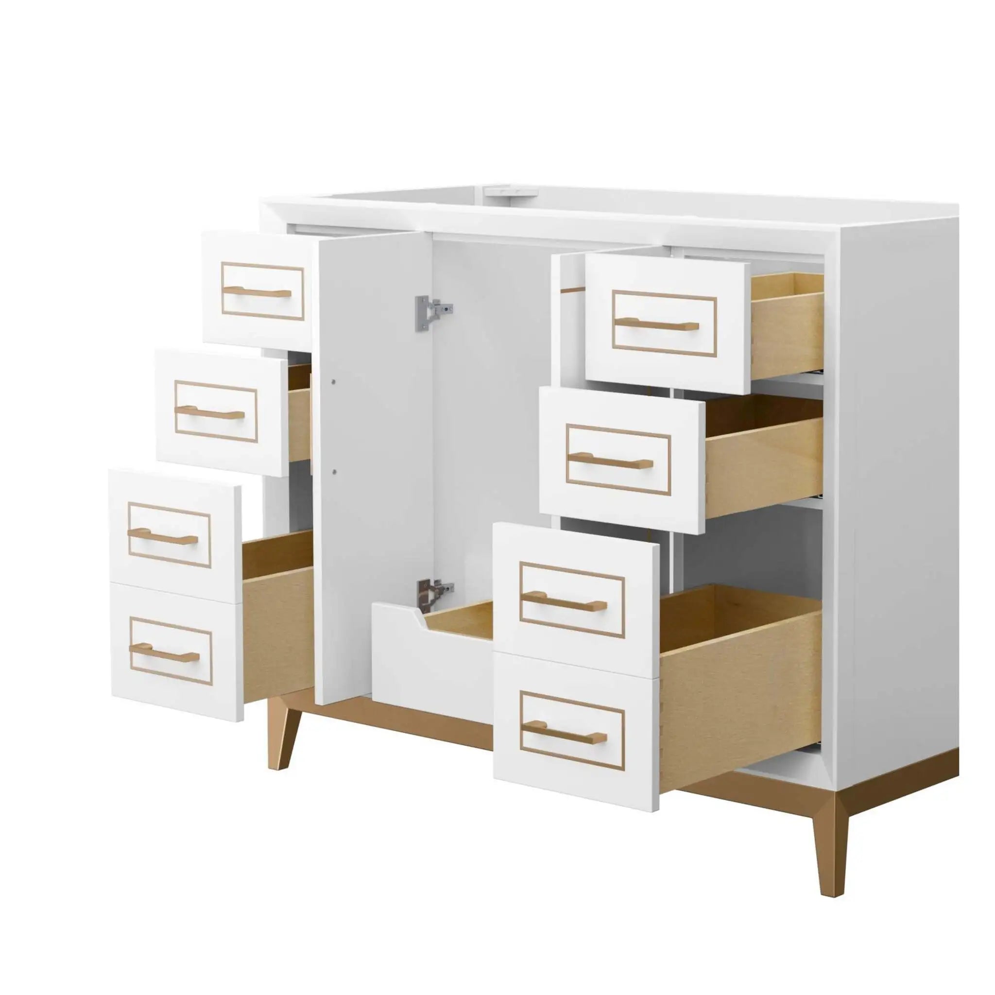 42" Marlena Single Bathroom Vanity in White with Satin Bronze Trim by Wyndham