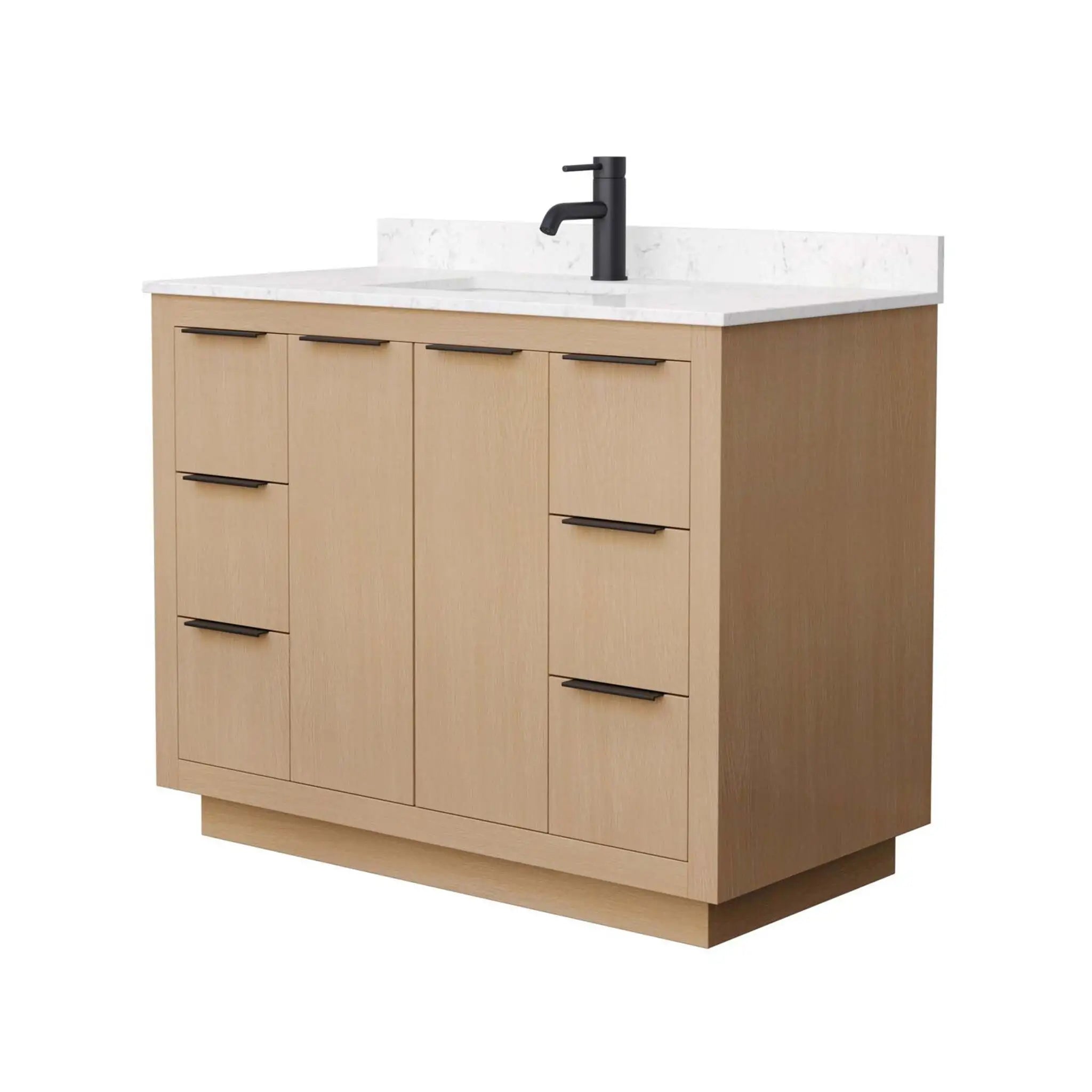 42" Maroni Single Bathroom Vanity in Light Straw with Matte Black Trim by Wyndham