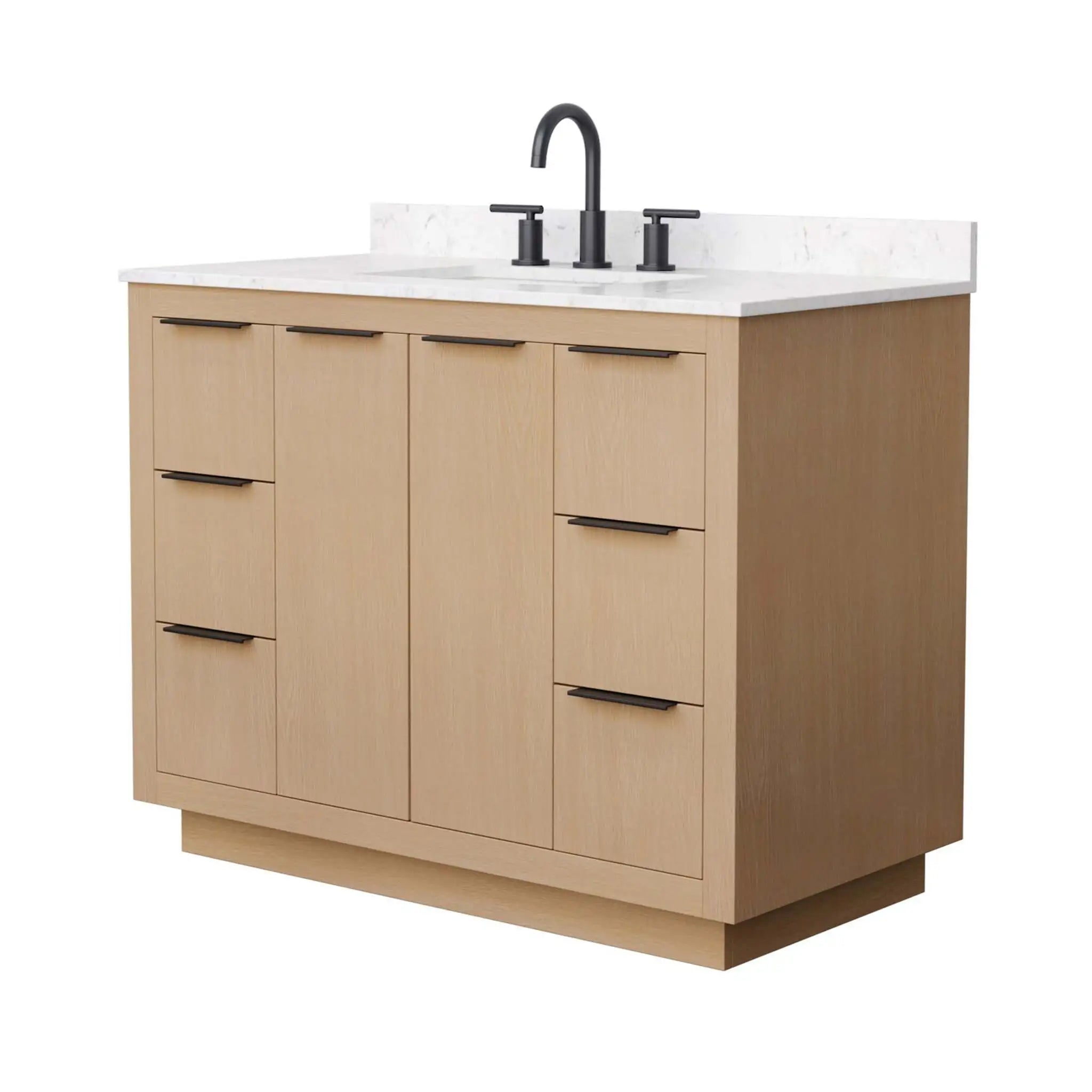 42" Maroni Single Bathroom Vanity in Light Straw with Matte Black Trim by Wyndham