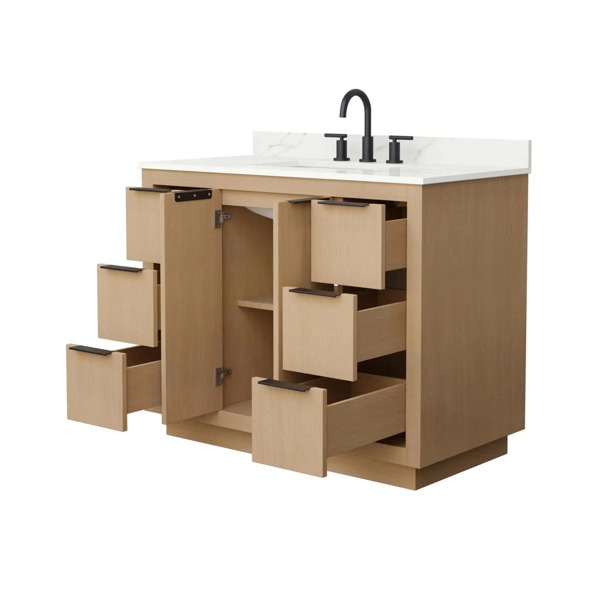 42" Maroni Single Bathroom Vanity in Light Straw with Matte Black Trim by Wyndham