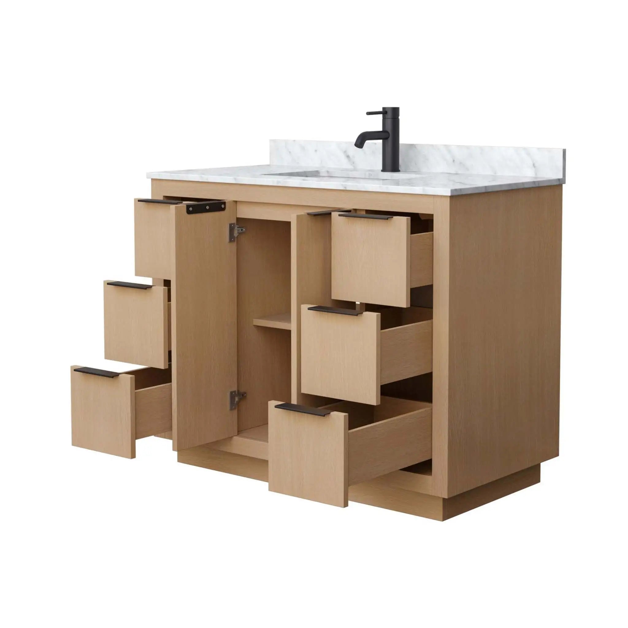 42" Maroni Single Bathroom Vanity in Light Straw with Matte Black Trim by Wyndham