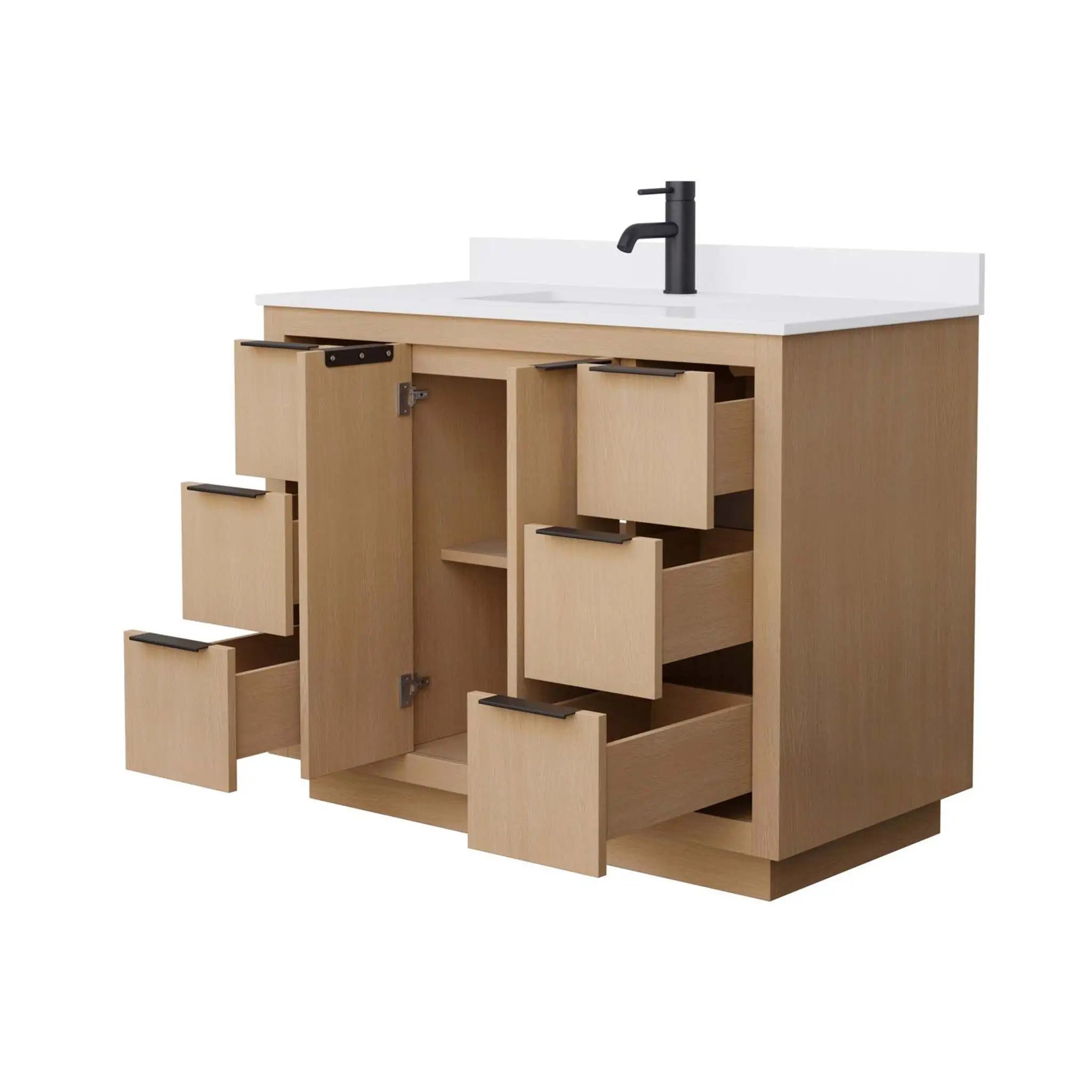 42" Maroni Single Bathroom Vanity in Light Straw with Matte Black Trim by Wyndham