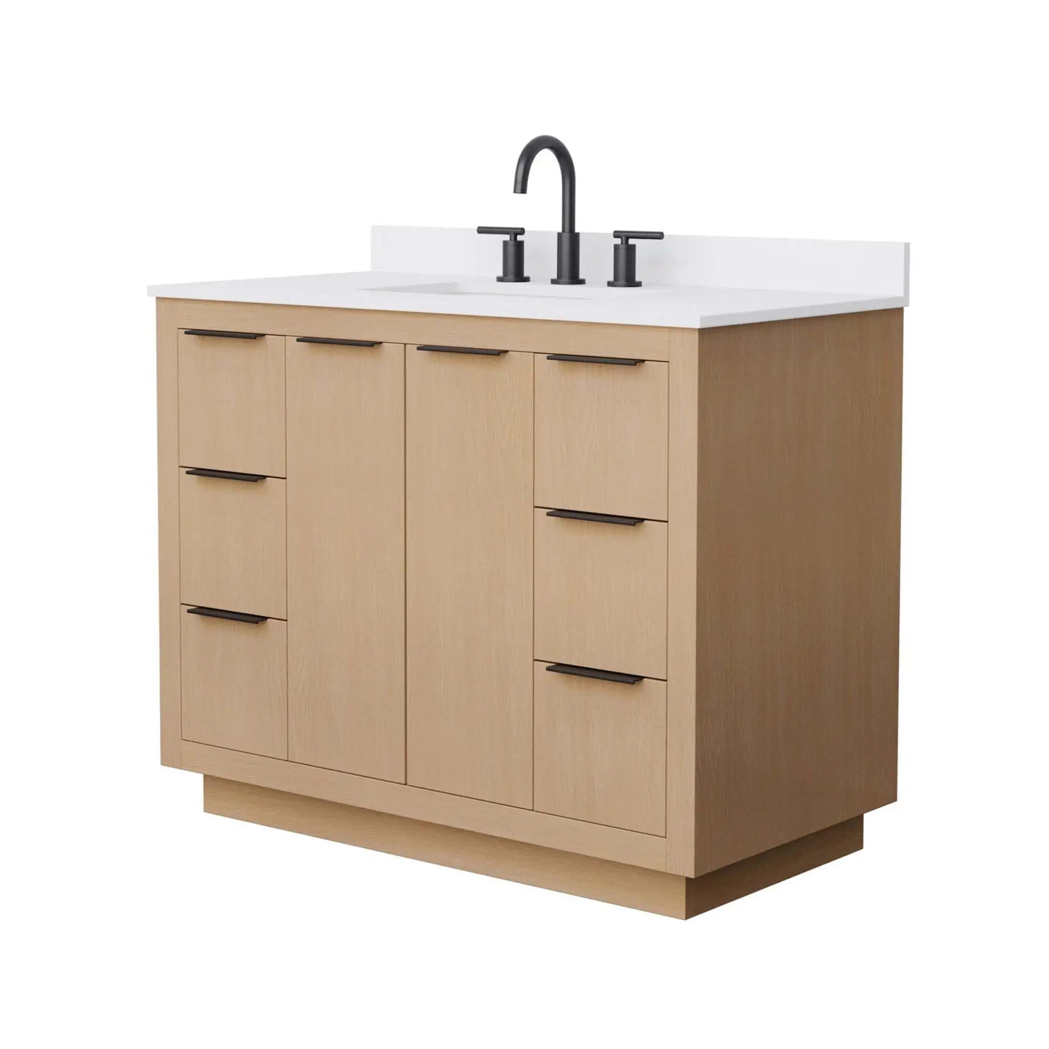 42" Maroni Single Bathroom Vanity in Light Straw with Matte Black Trim by Wyndham