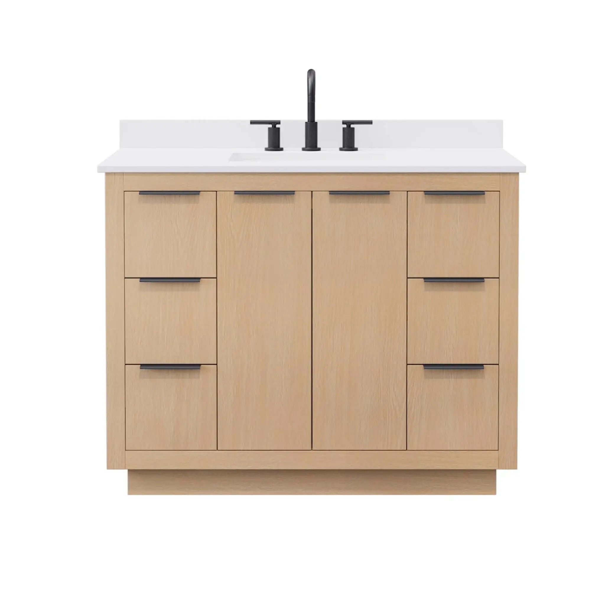 42" Maroni Single Bathroom Vanity in Light Straw with Matte Black Trim by Wyndham