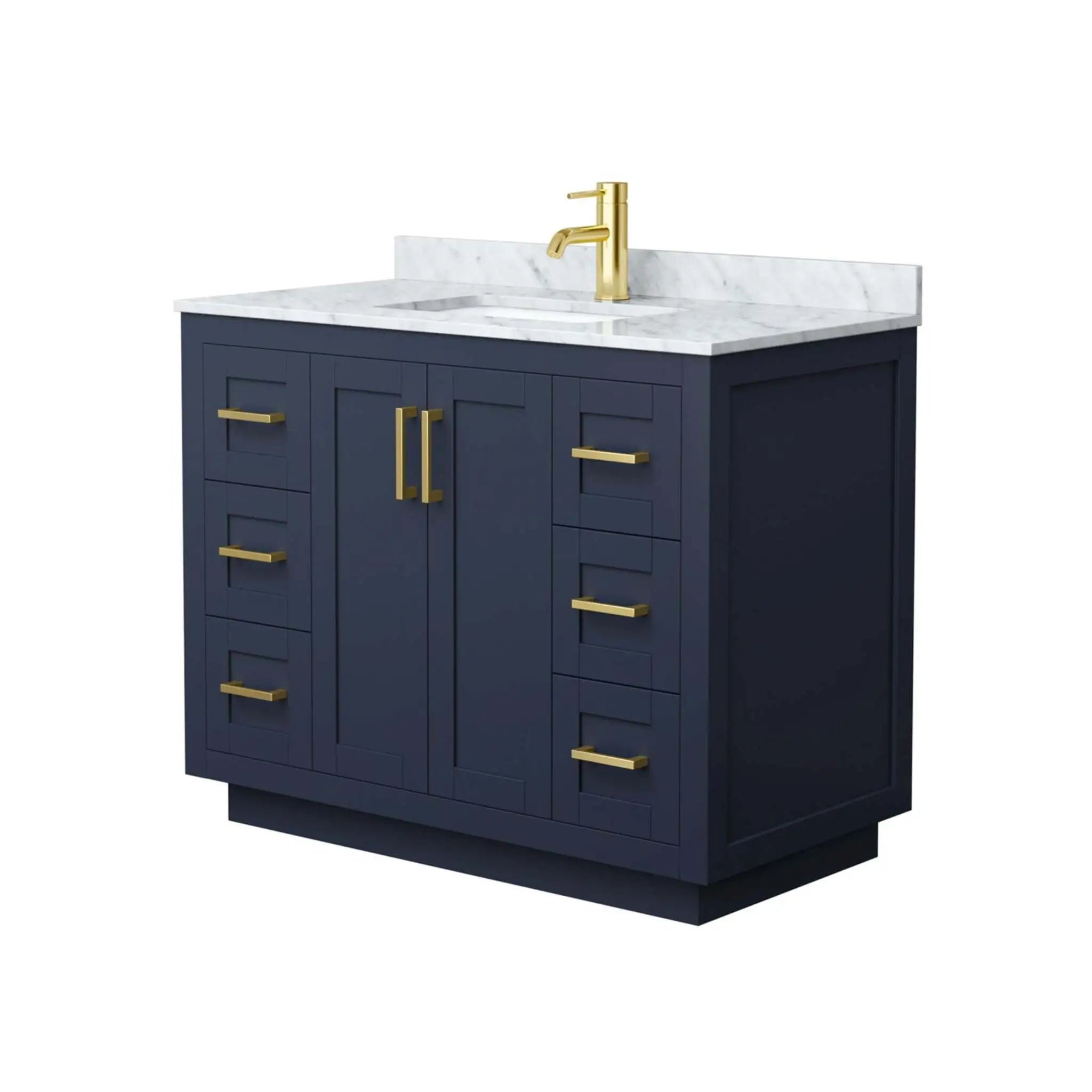 42" Miranda Single Bathroom Vanity in Dark Blue with Brushed Gold Trim by Wyndham