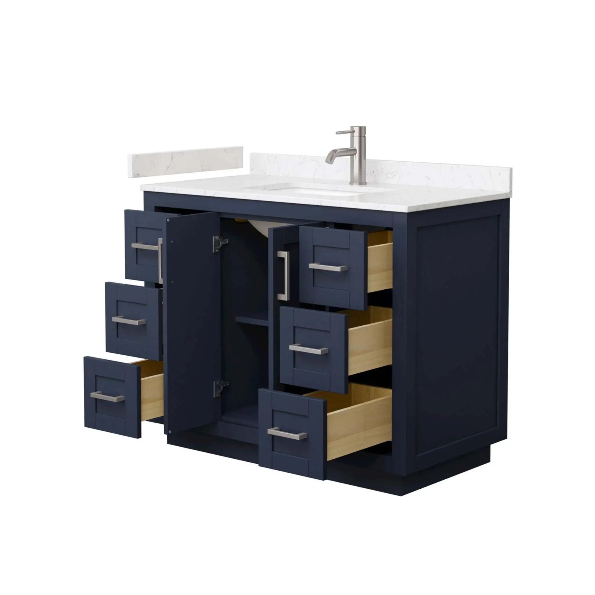 42" Miranda Single Bathroom Vanity in Dark Blue with Brushed Nickel Trim by Wyndham
