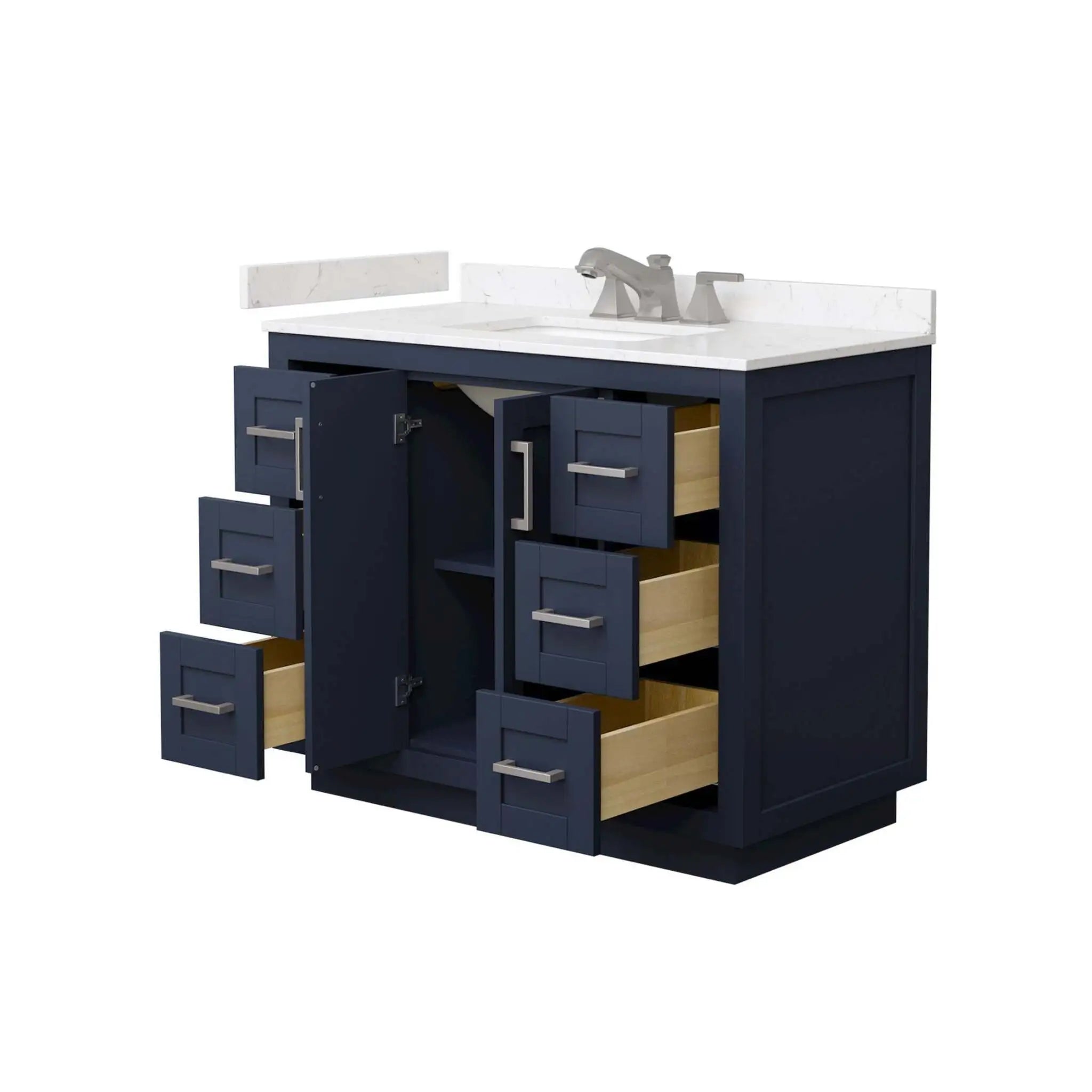42" Miranda Single Bathroom Vanity in Dark Blue with Brushed Nickel Trim by Wyndham
