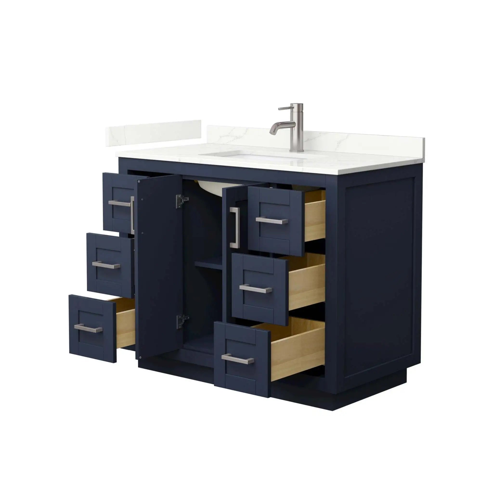 42" Miranda Single Bathroom Vanity in Dark Blue with Brushed Nickel Trim by Wyndham