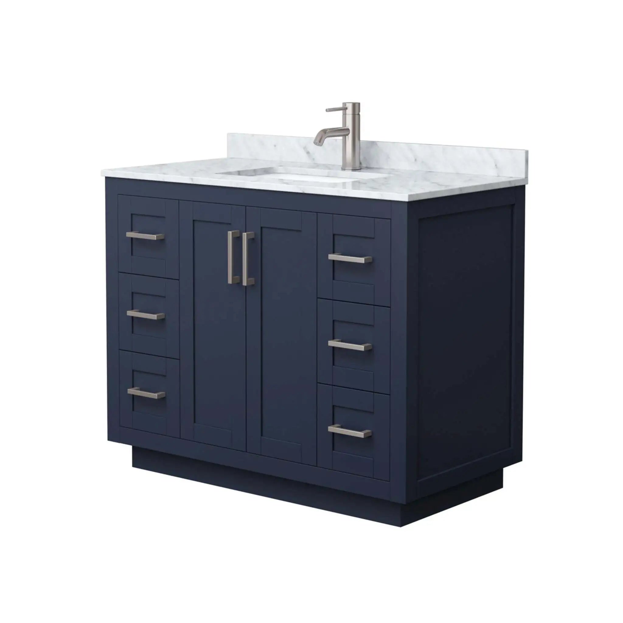 42" Miranda Single Bathroom Vanity in Dark Blue with Brushed Nickel Trim by Wyndham
