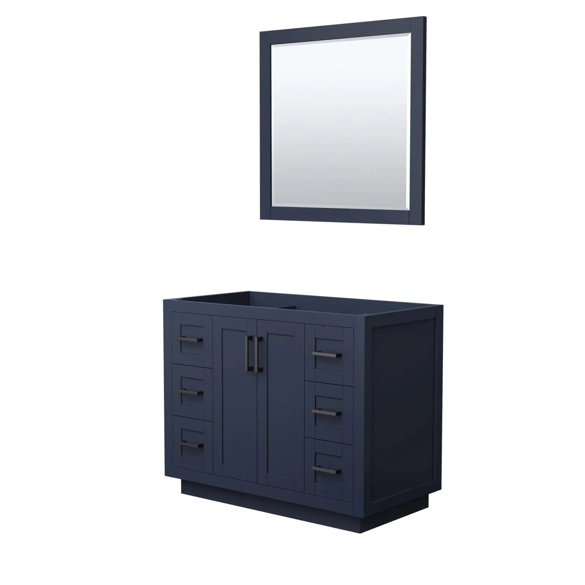 42" Miranda Single Bathroom Vanity in Dark Blue with Matte Black Trim & 34" Mirror by Wyndham