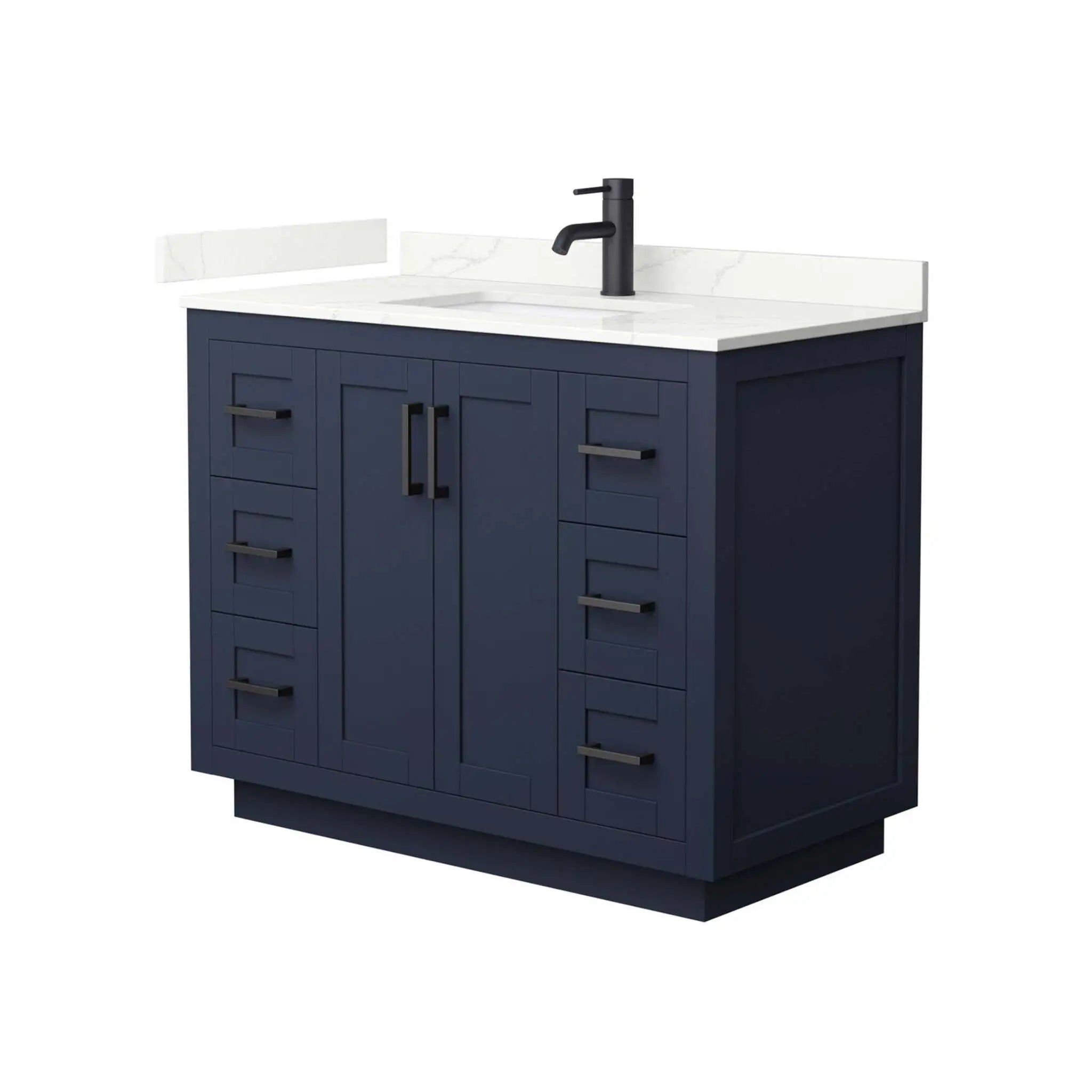 42" Miranda Single Bathroom Vanity in Dark Blue with Matte Black Trim by Wyndham