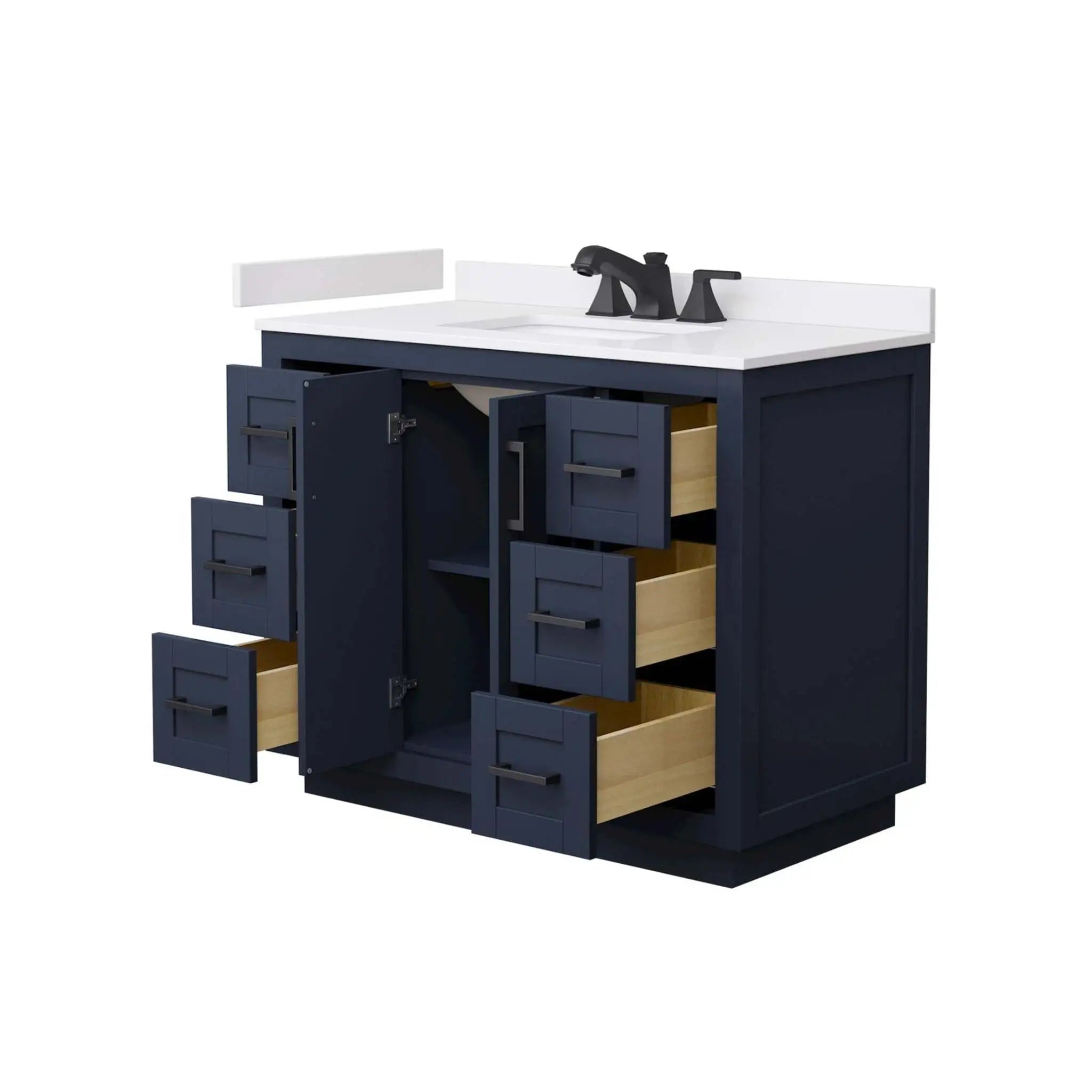 42" Miranda Single Bathroom Vanity in Dark Blue with Matte Black Trim by Wyndham