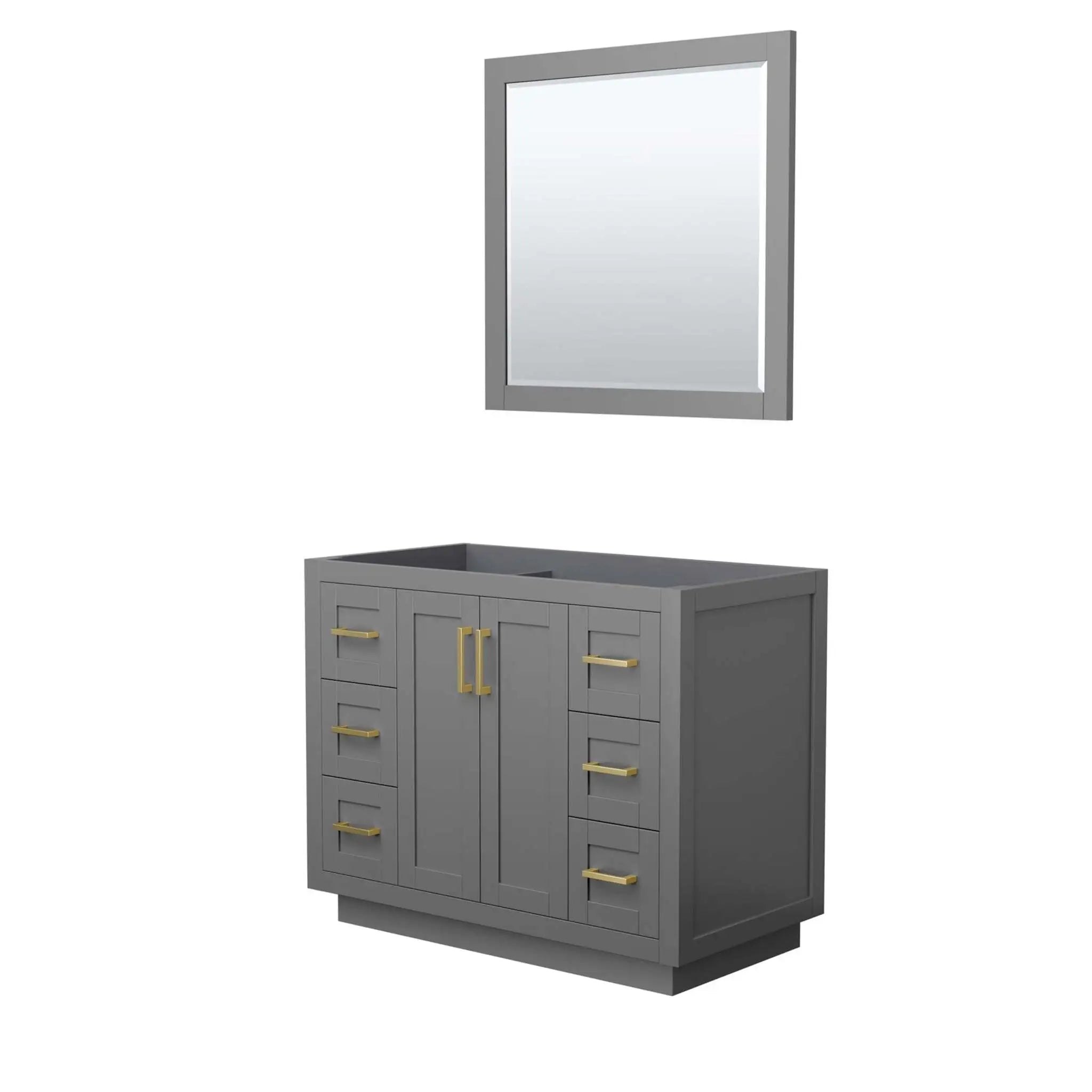 42" Miranda Single Bathroom Vanity in Dark Gray with Brushed Gold Trim & 34" Mirror by Wyndham