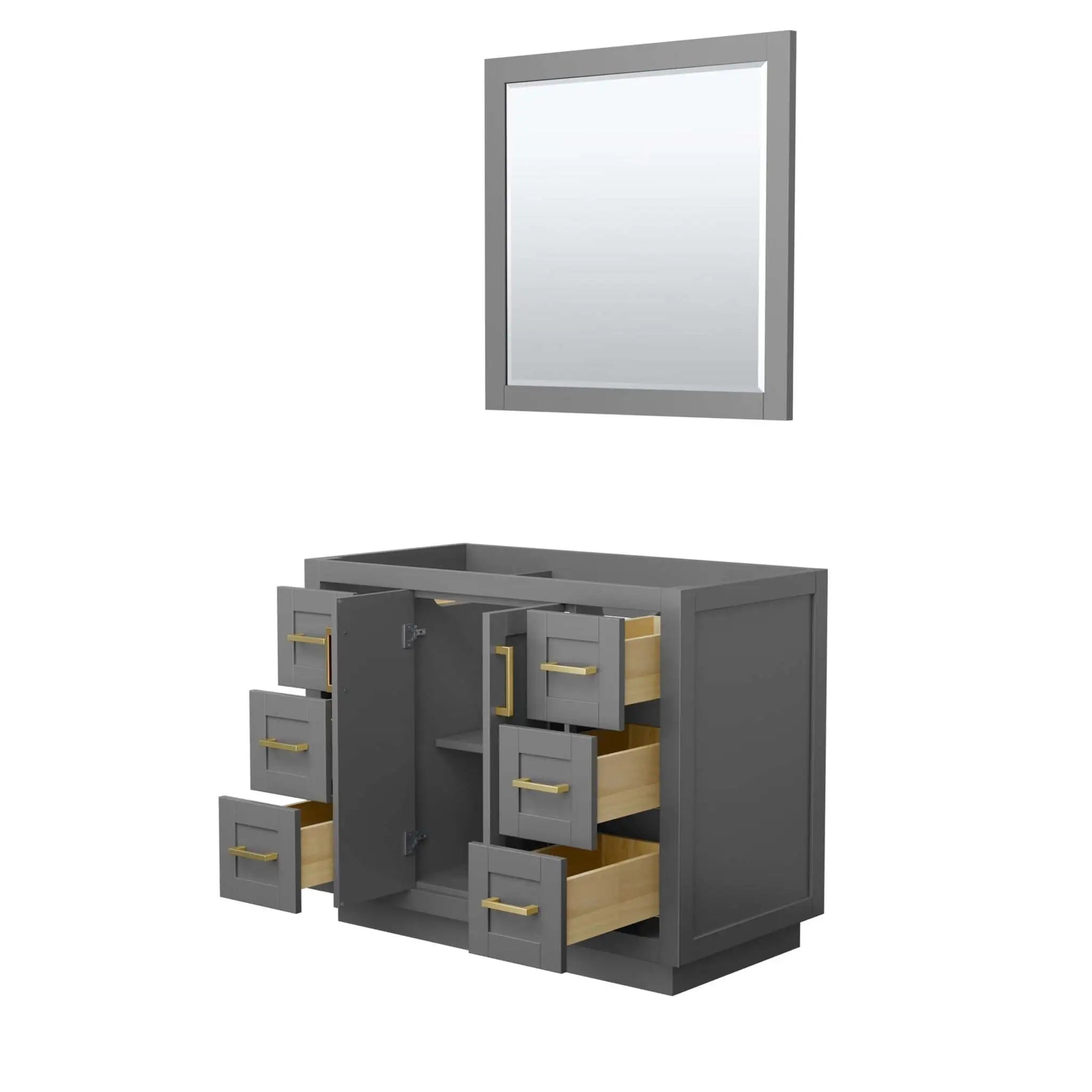 42" Miranda Single Bathroom Vanity in Dark Gray with Brushed Gold Trim & 34" Mirror by Wyndham