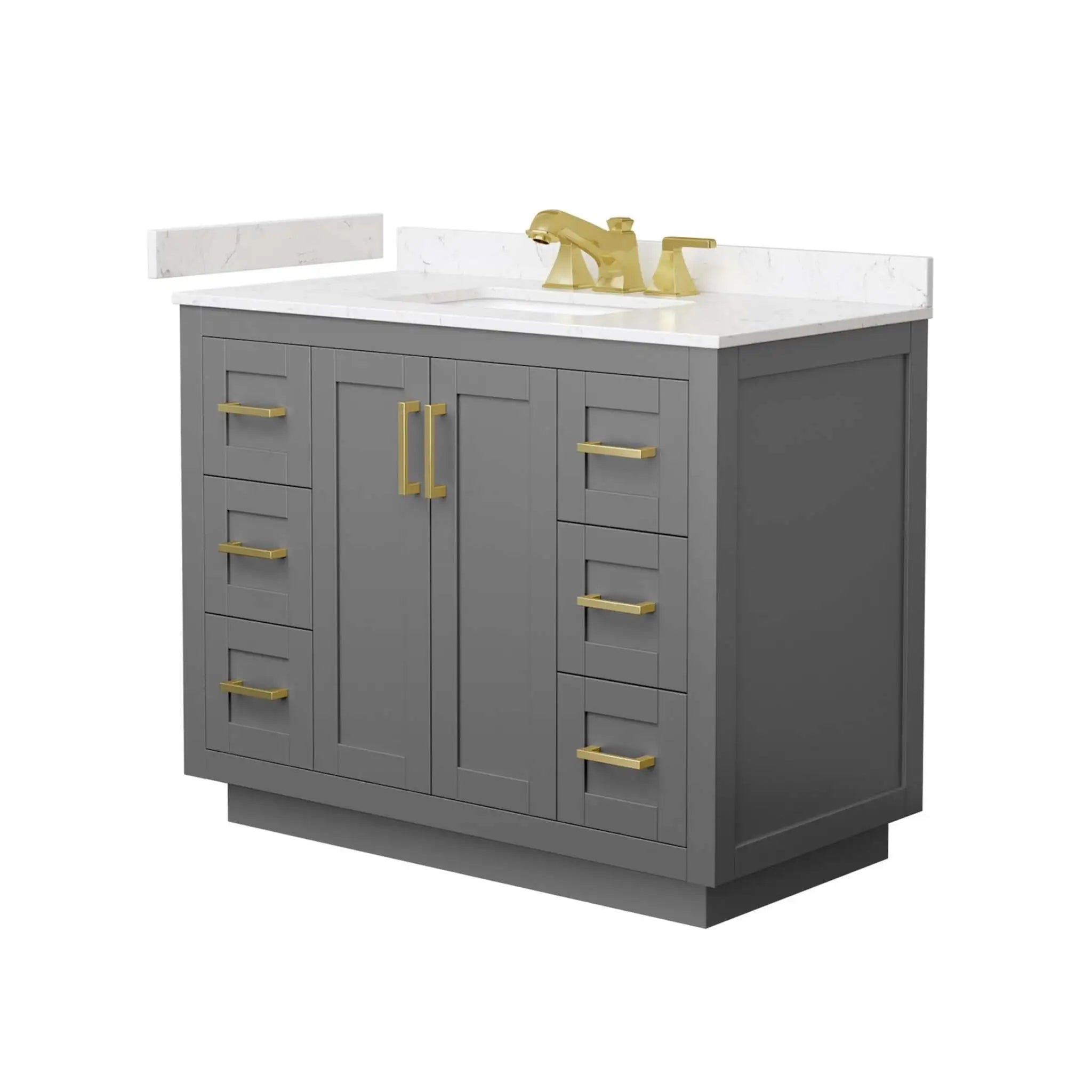 42" Miranda Single Bathroom Vanity in Dark Gray with Brushed Gold Trim by Wyndham