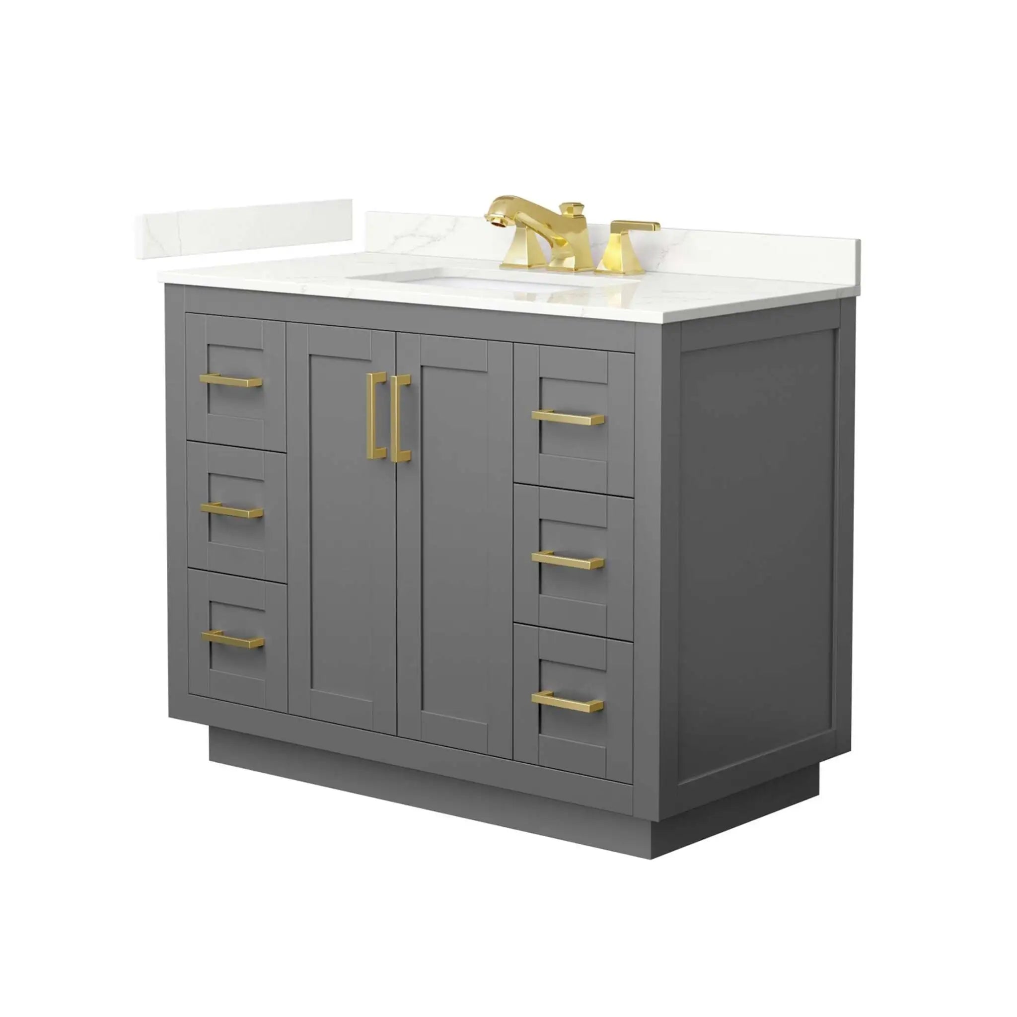42" Miranda Single Bathroom Vanity in Dark Gray with Brushed Gold Trim by Wyndham