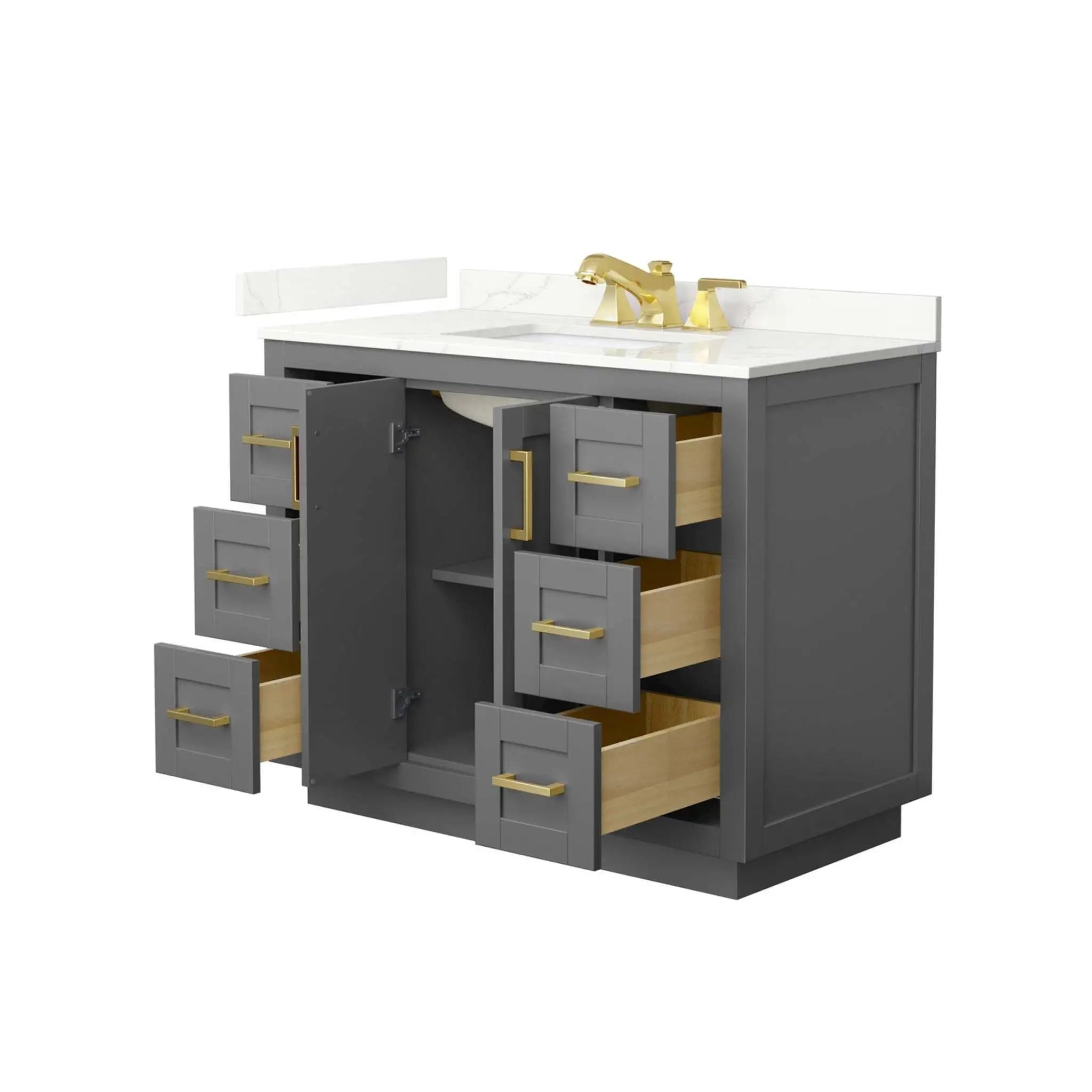 42" Miranda Single Bathroom Vanity in Dark Gray with Brushed Gold Trim by Wyndham