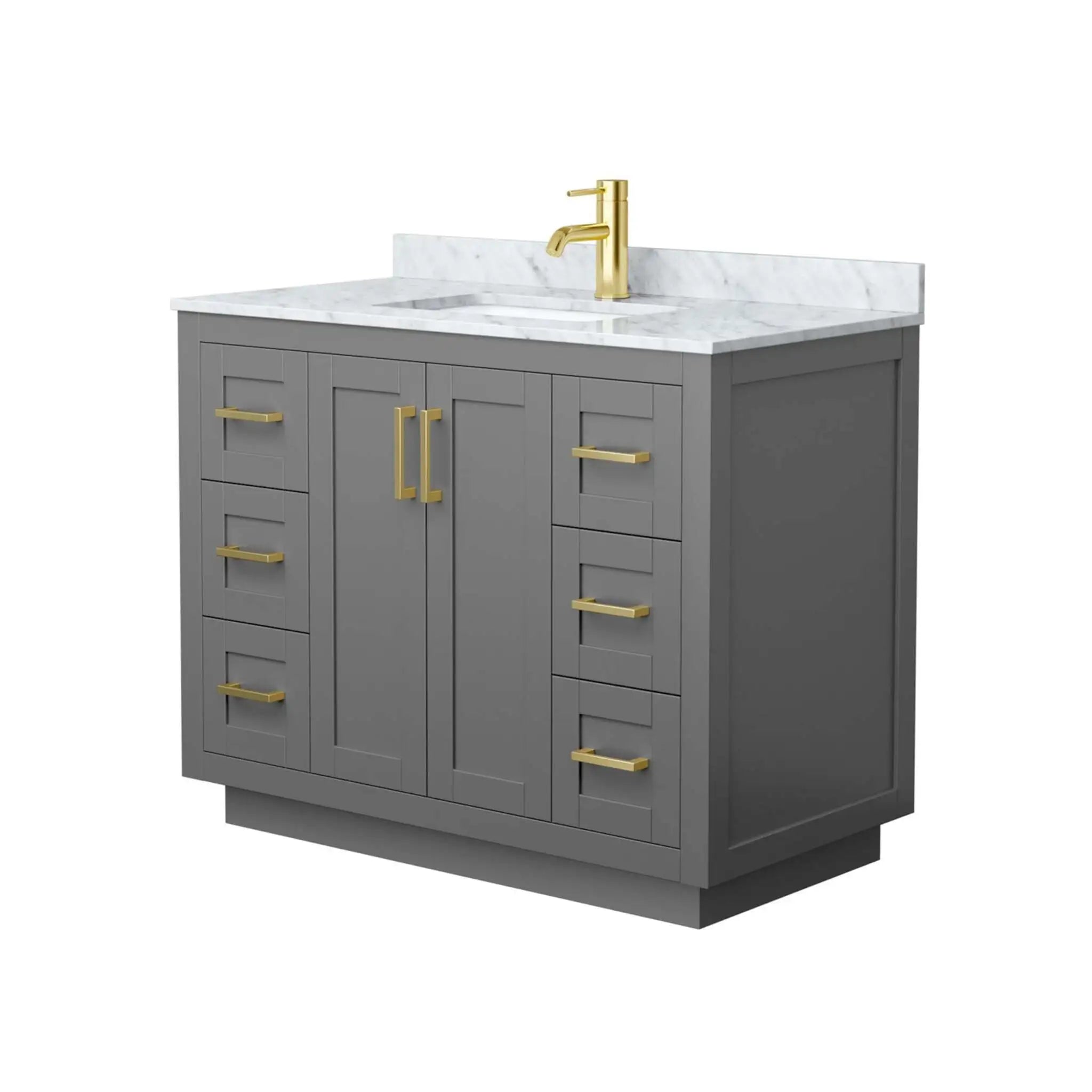 42" Miranda Single Bathroom Vanity in Dark Gray with Brushed Gold Trim by Wyndham
