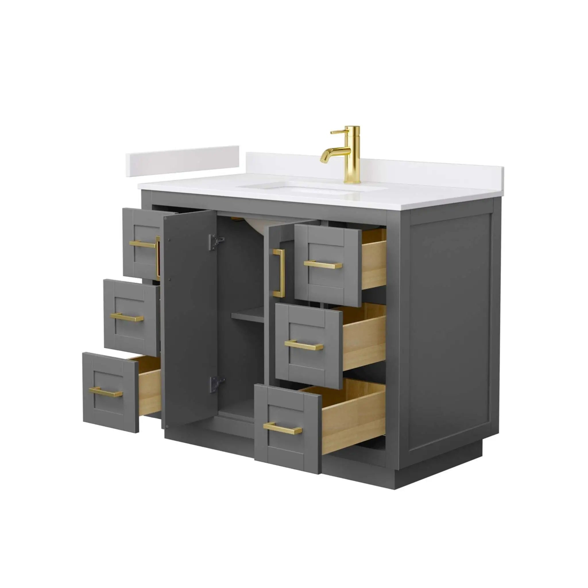 42" Miranda Single Bathroom Vanity in Dark Gray with Brushed Gold Trim by Wyndham