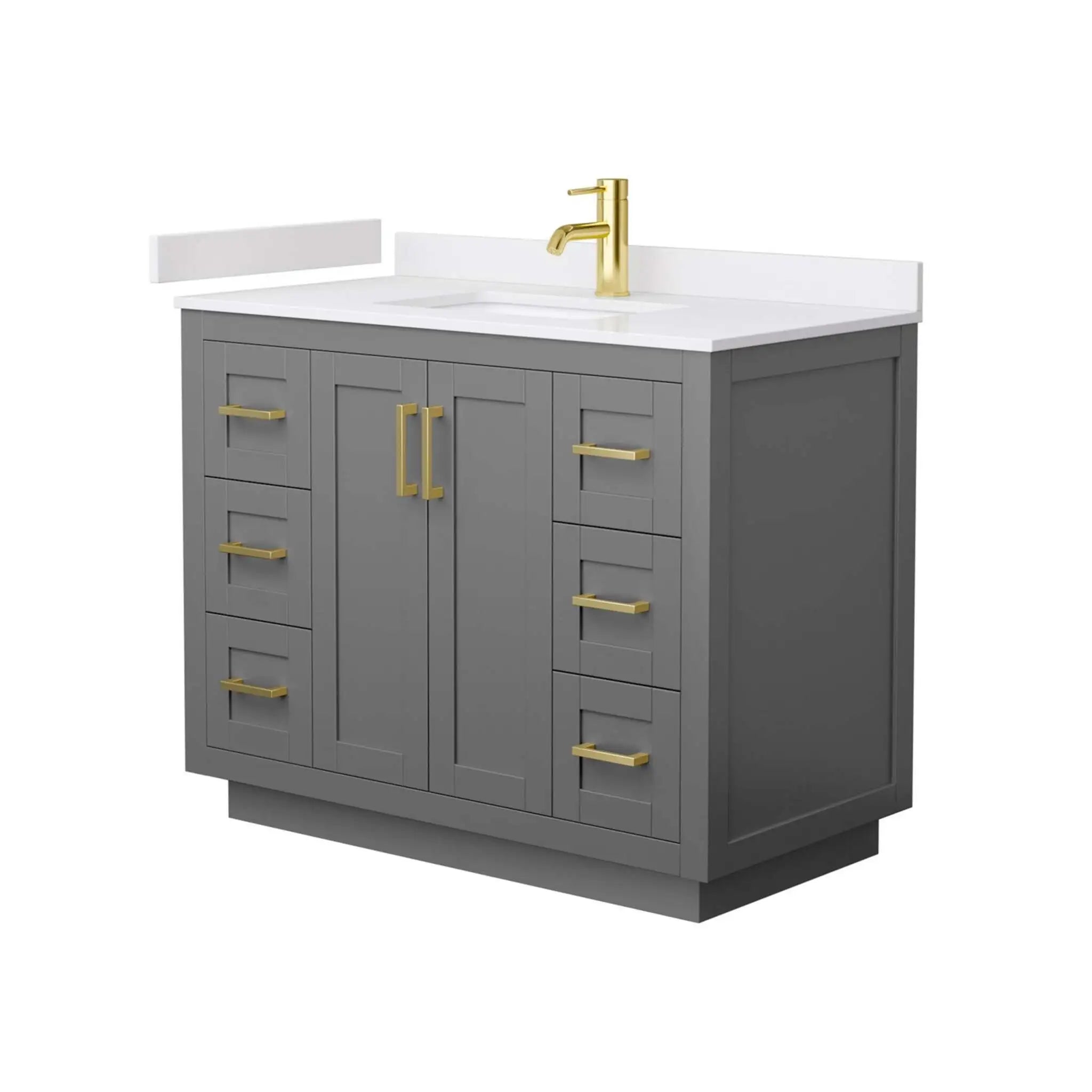 42" Miranda Single Bathroom Vanity in Dark Gray with Brushed Gold Trim by Wyndham