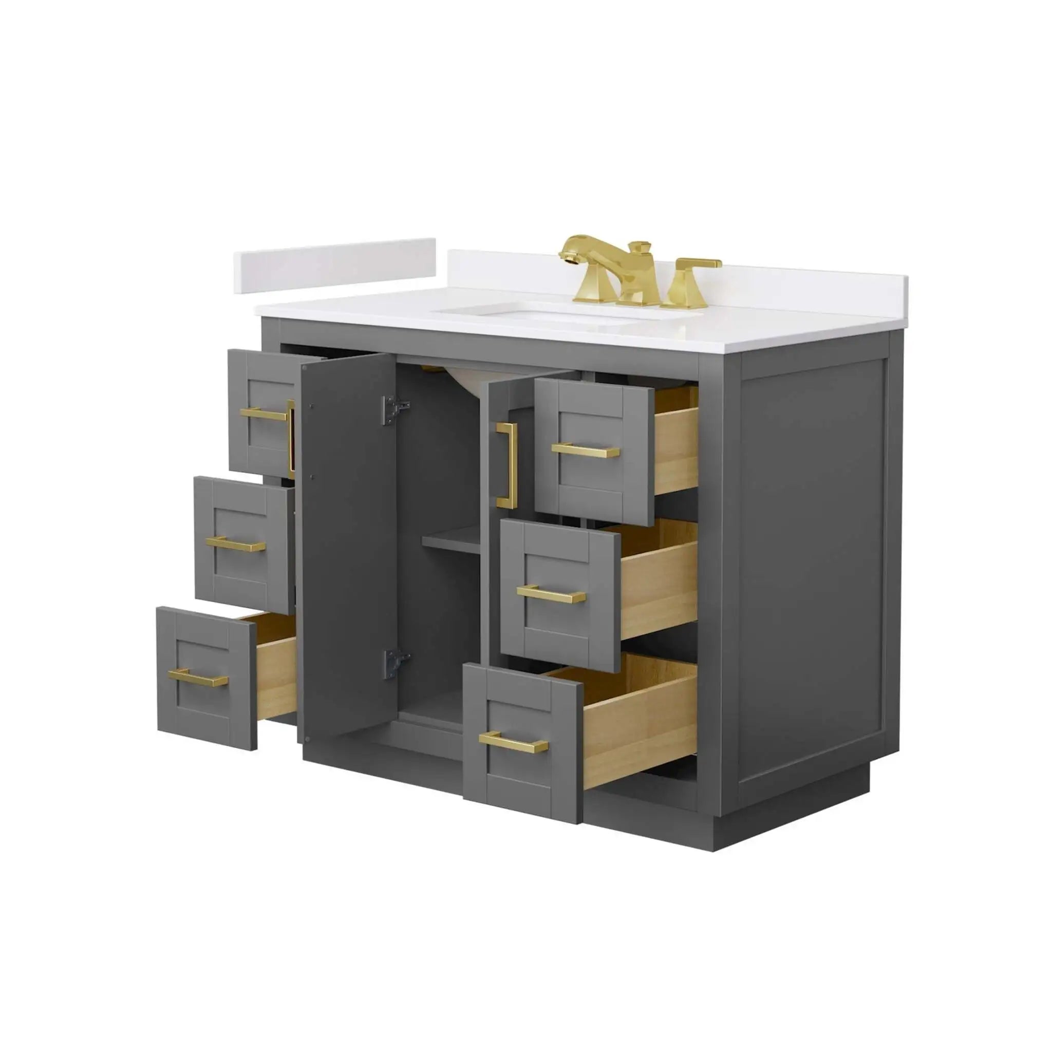 42" Miranda Single Bathroom Vanity in Dark Gray with Brushed Gold Trim by Wyndham