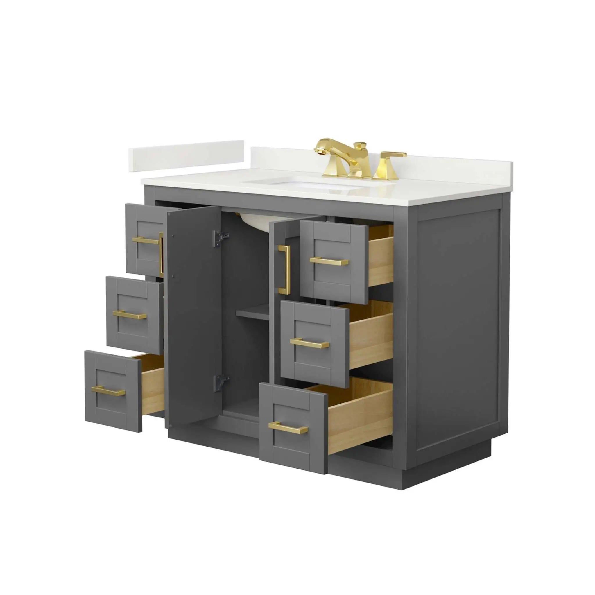 42" Miranda Single Bathroom Vanity in Dark Gray with Brushed Gold Trim by Wyndham