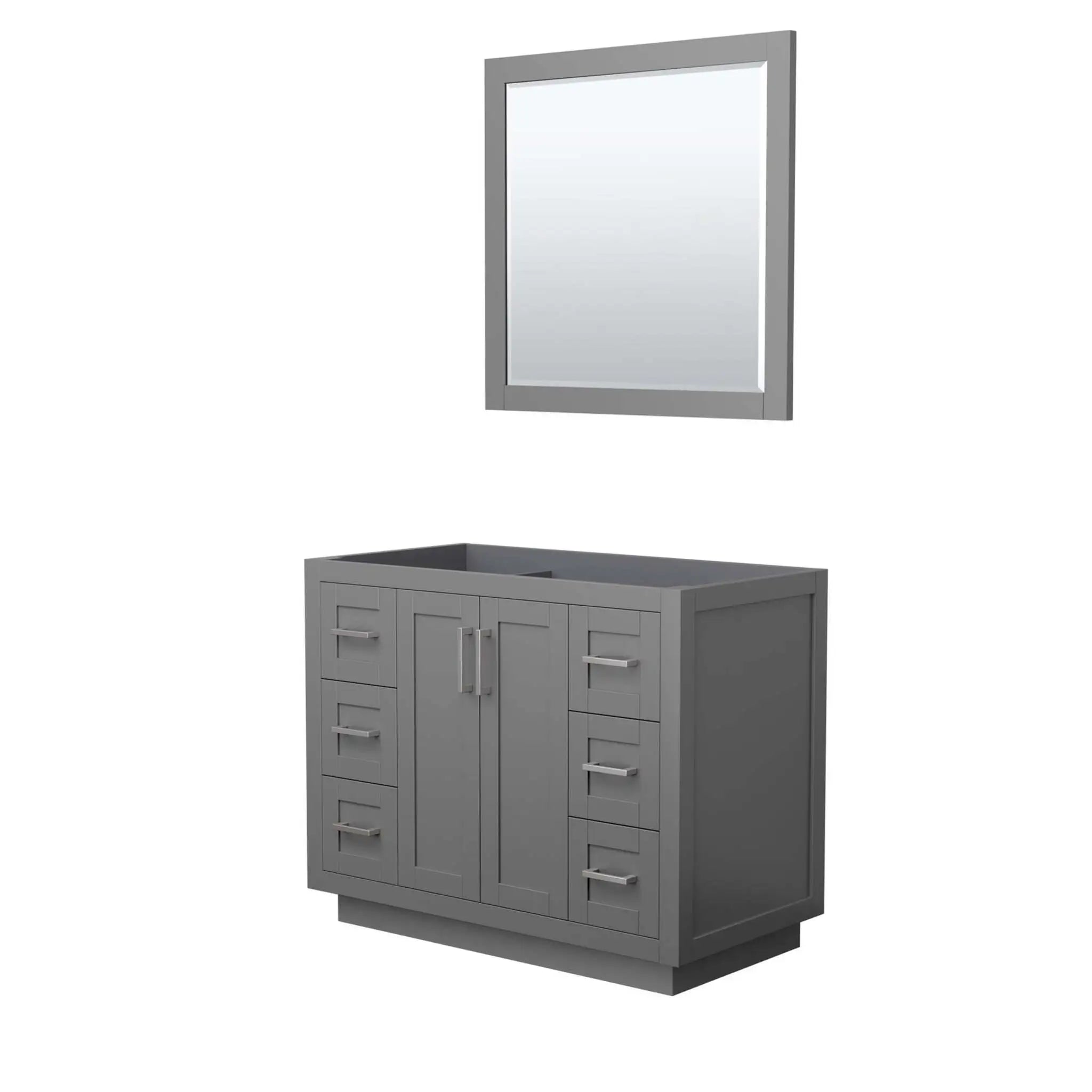 42" Miranda Single Bathroom Vanity in Dark Gray with Brushed Nickel Trim & 34" Mirror by Wyndham