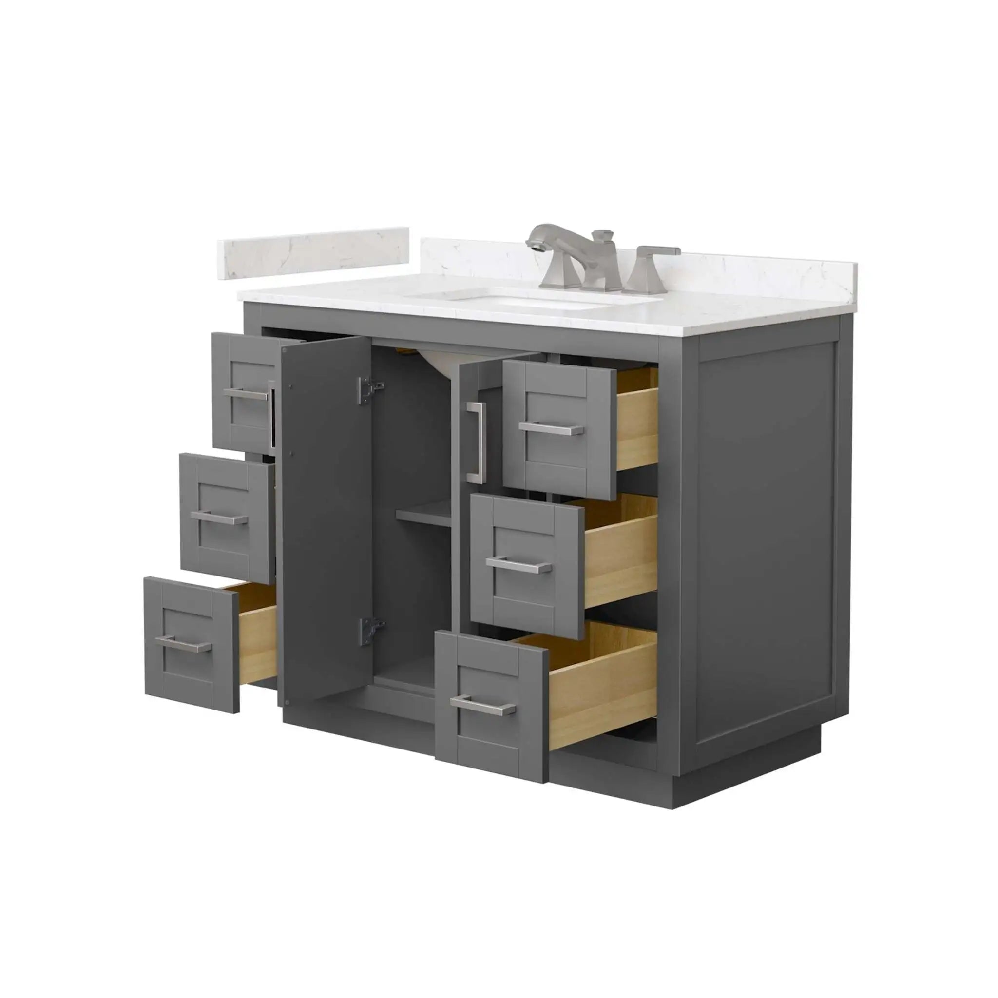 42" Miranda Single Bathroom Vanity in Dark Gray with Brushed Nickel Trim by Wyndham