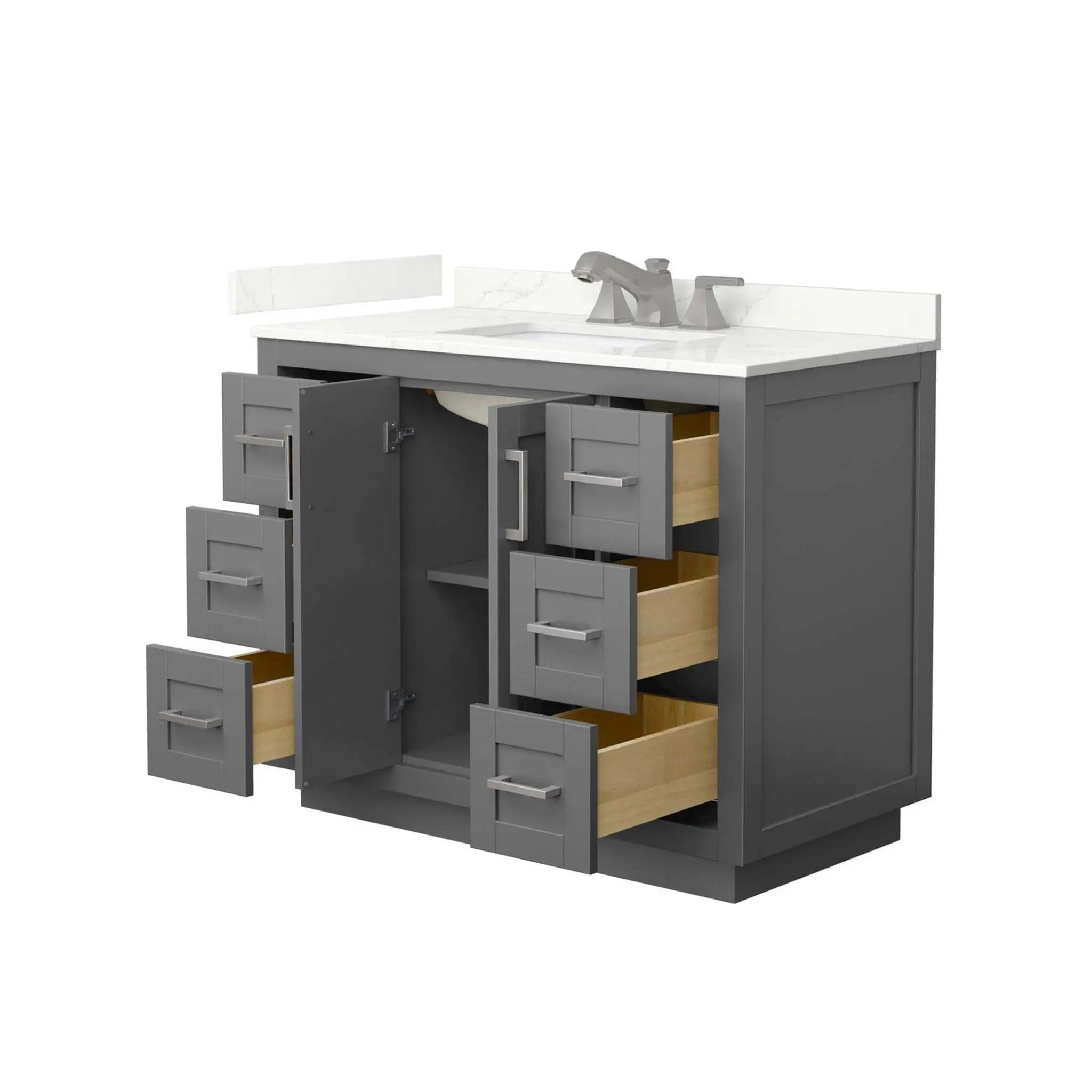 42" Miranda Single Bathroom Vanity in Dark Gray with Brushed Nickel Trim by Wyndham