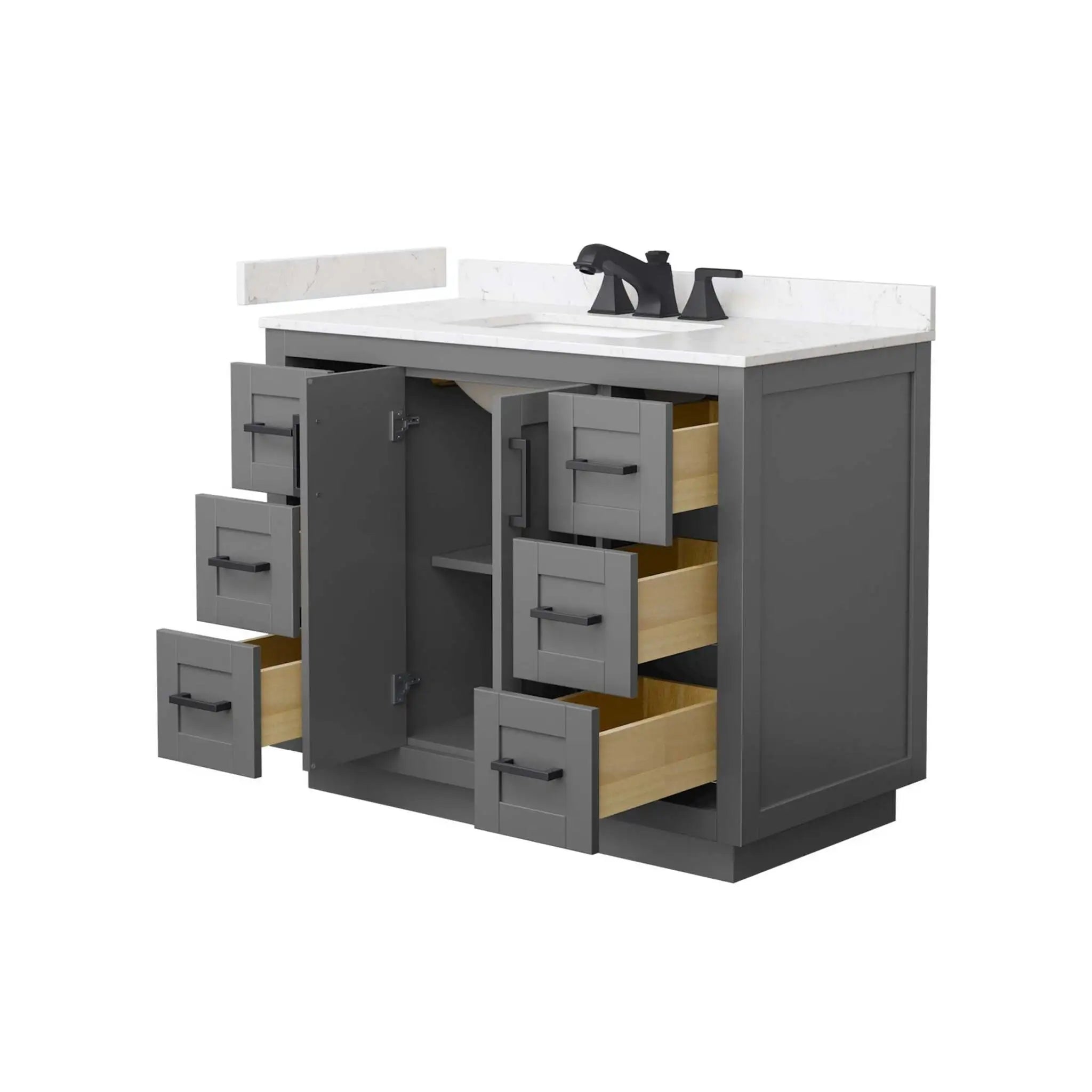 42" Miranda Single Bathroom Vanity in Dark Gray with Matte Black Trim by Wyndham
