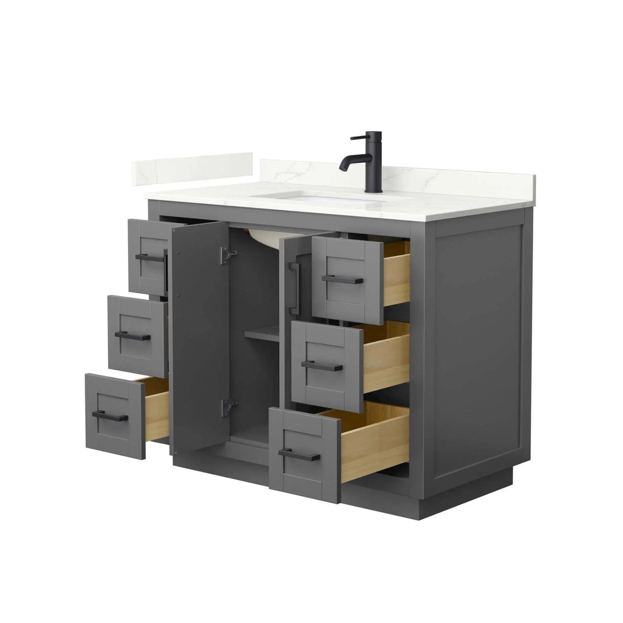 42" Miranda Single Bathroom Vanity in Dark Gray with Matte Black Trim by Wyndham