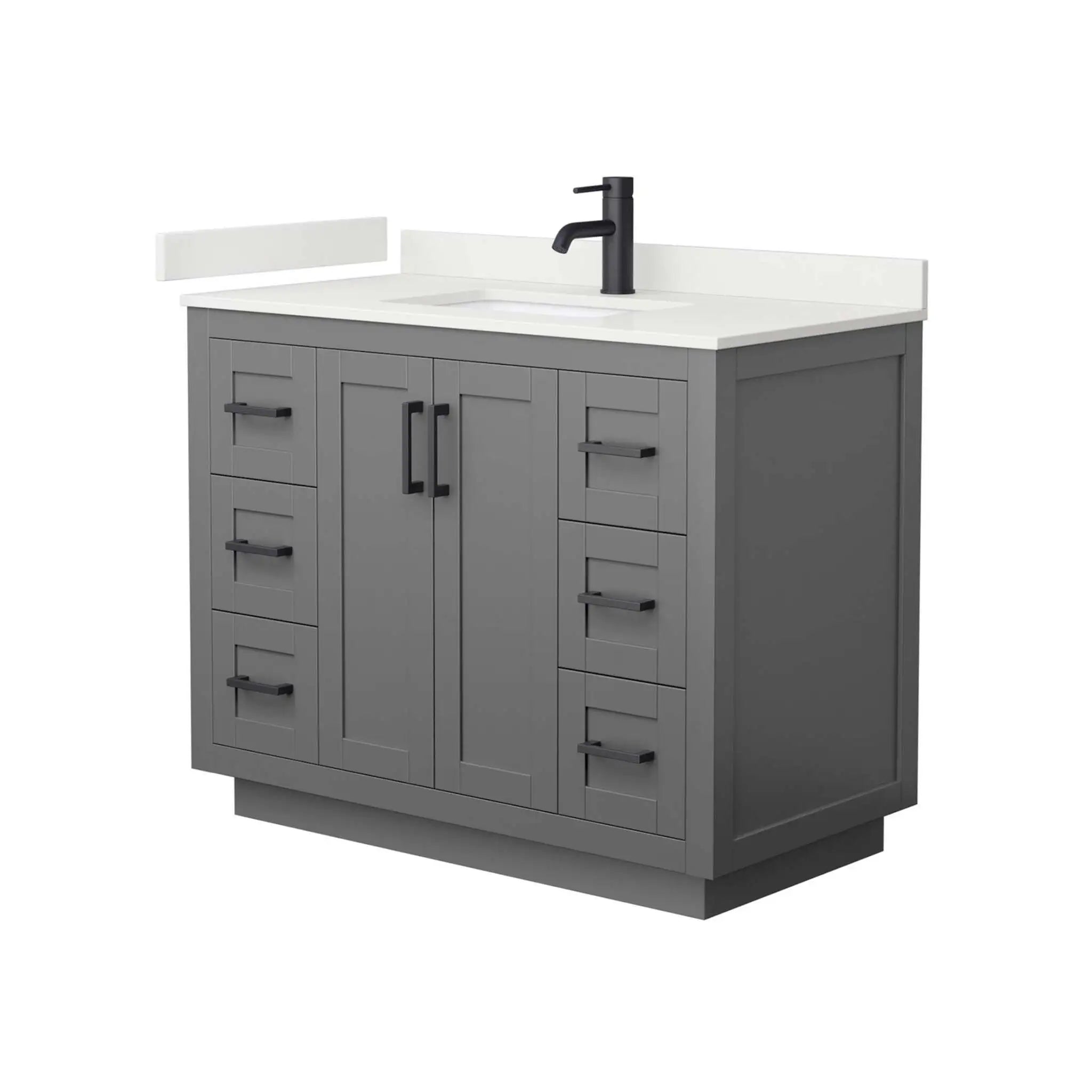 42" Miranda Single Bathroom Vanity in Dark Gray with Matte Black Trim by Wyndham