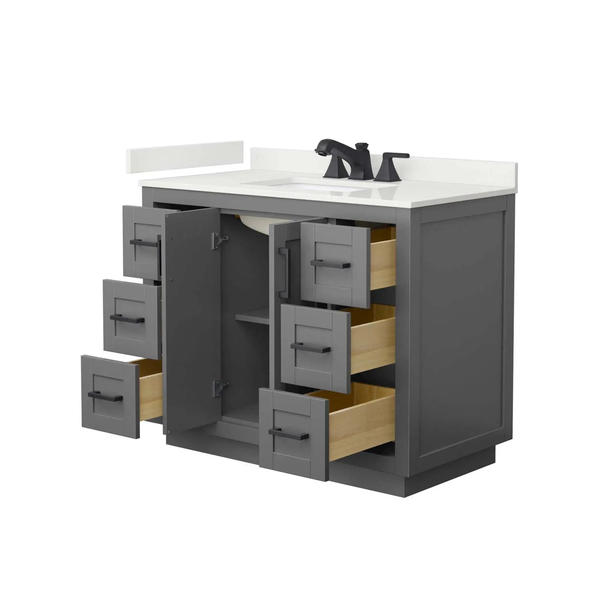 42" Miranda Single Bathroom Vanity in Dark Gray with Matte Black Trim by Wyndham
