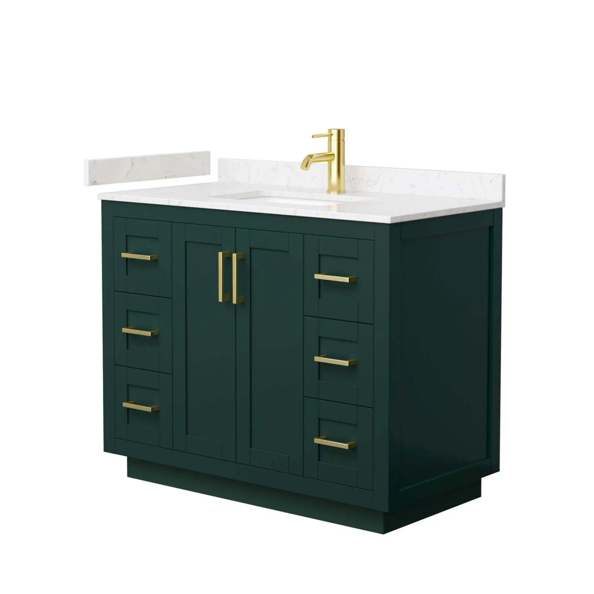 42" Miranda Single Bathroom Vanity in Green with Brushed Gold Trim by Wyndham